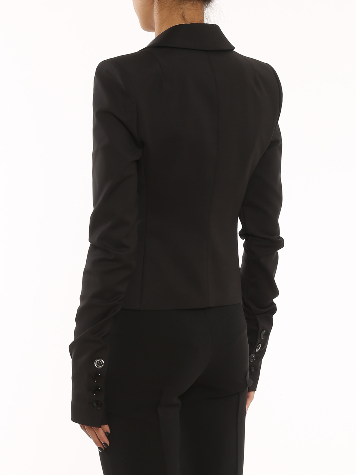 Shop Patrizia Pepe Slit-sleeve Blazer In Black