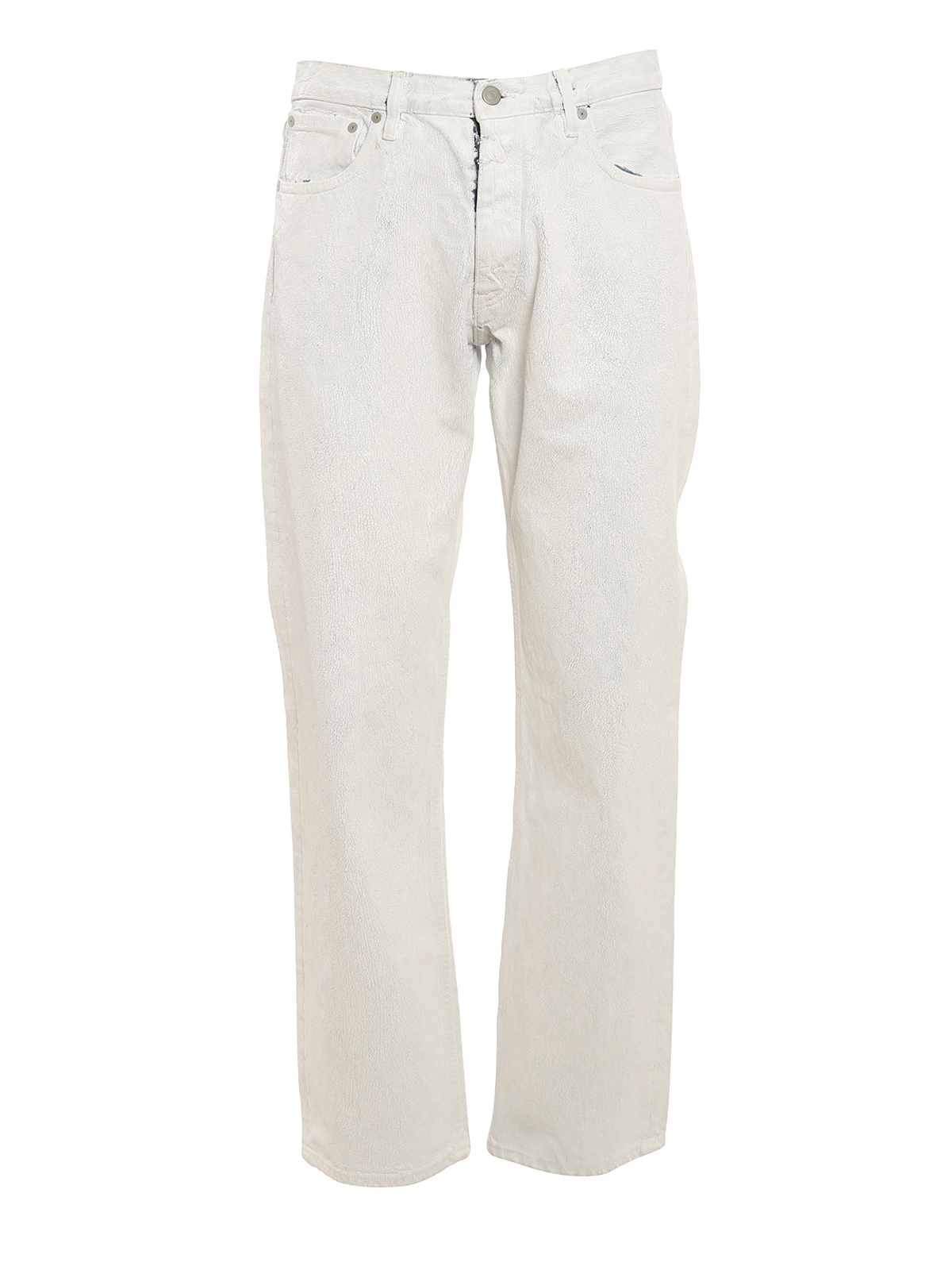 Maison Margiela Cracked Effect Coated Jeans In White
