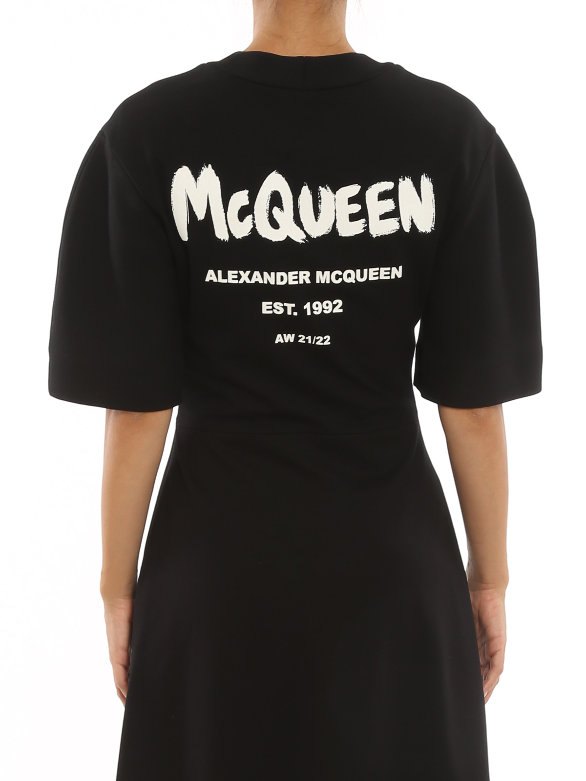 Shop Alexander Mcqueen Stretch Viscose Dress In Black