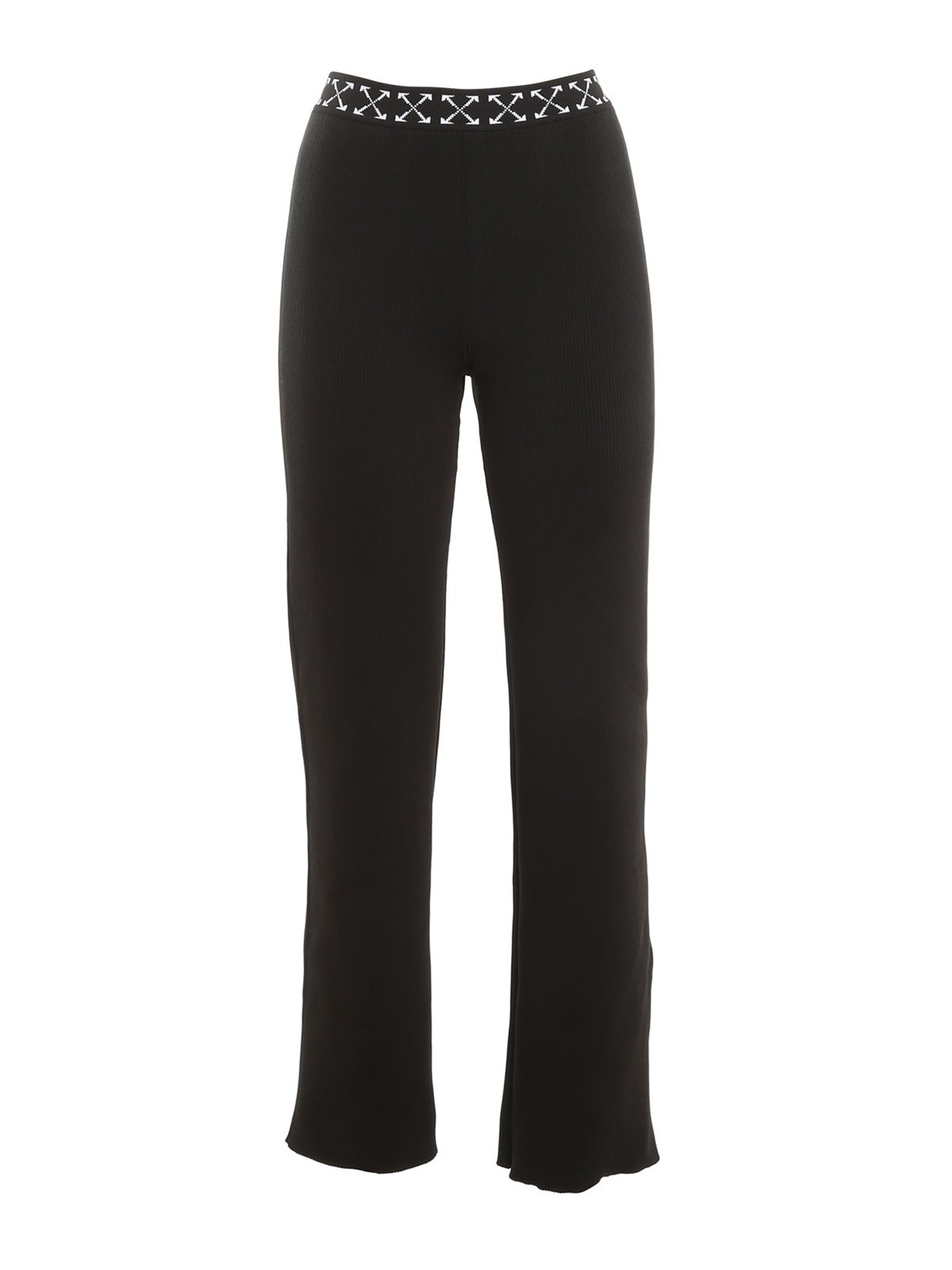 Off-white Ribbed Pants In Negro