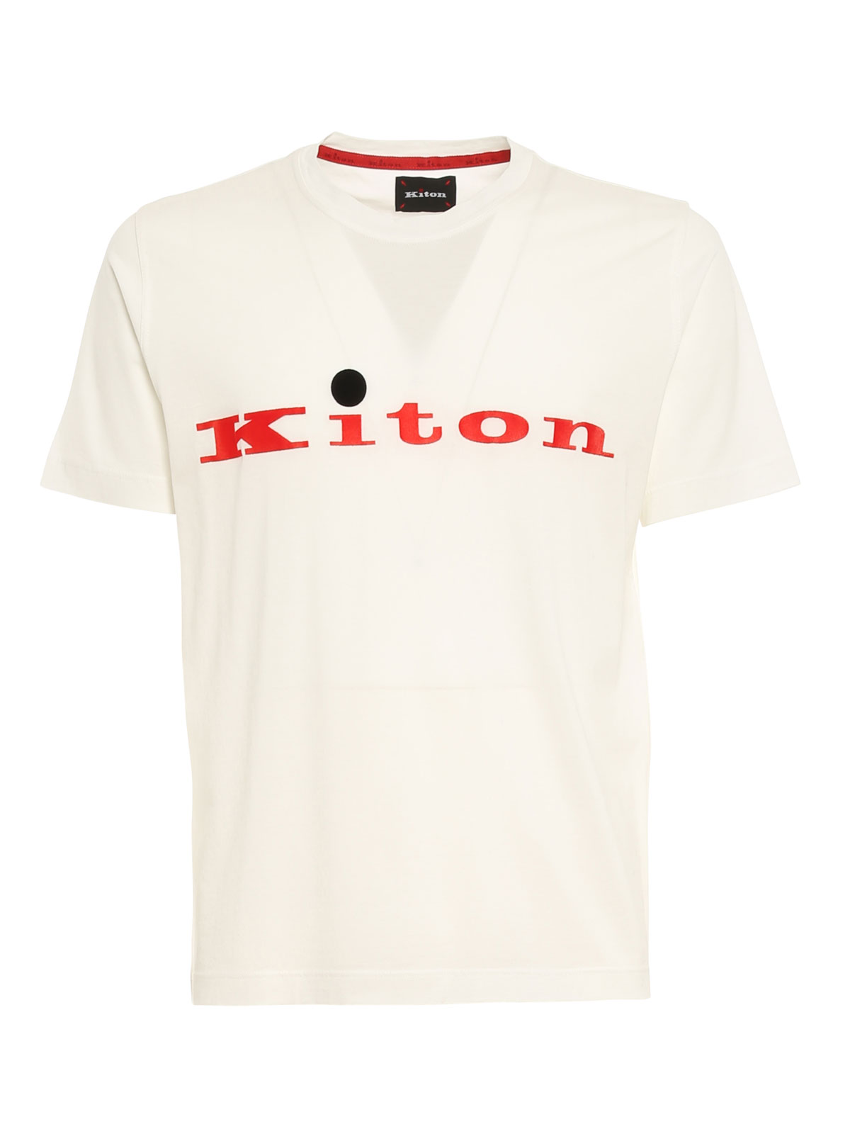 Kiton Flocked logo T-shirt - White - Men | UK1164W21HE30007HE30 Kiton Flocked logo T-shirt - White - Men | UK1164W21HE30007HE30