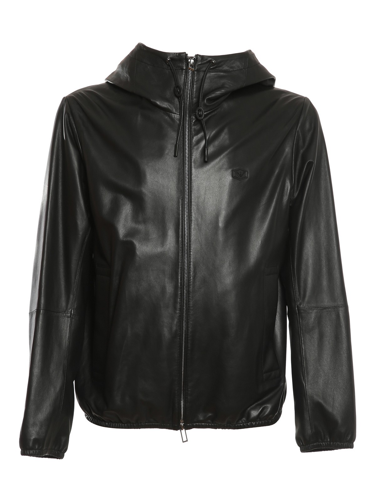 Emporio Armani Leather Jacket In Black
