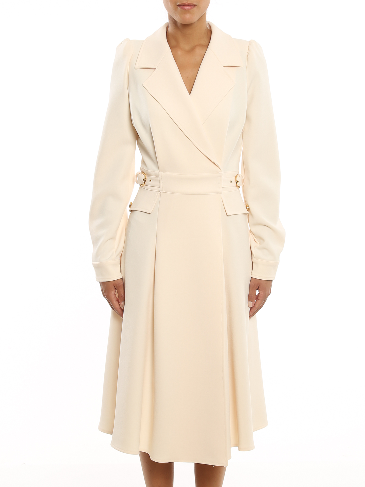Elisabetta Franchi Midi wrap dress - Cream - Women|AB00116E2193