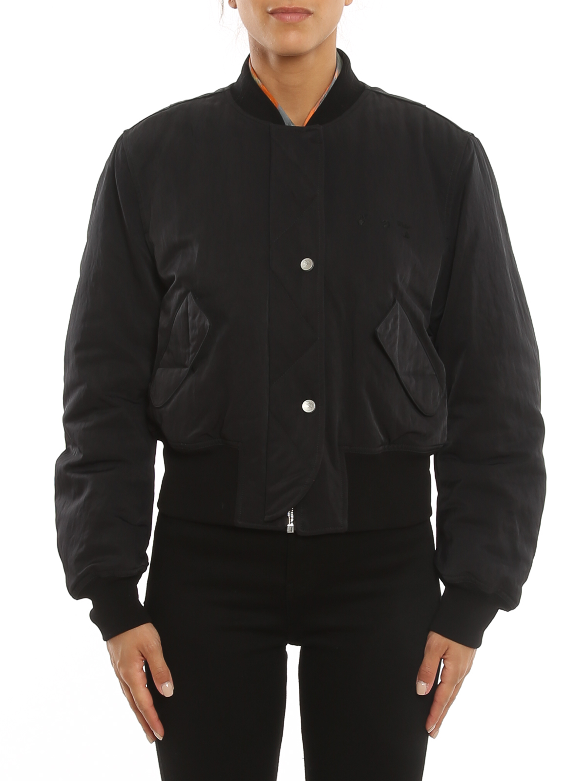 Shop Off-white Tech Fabric Bomber Jacket In Black