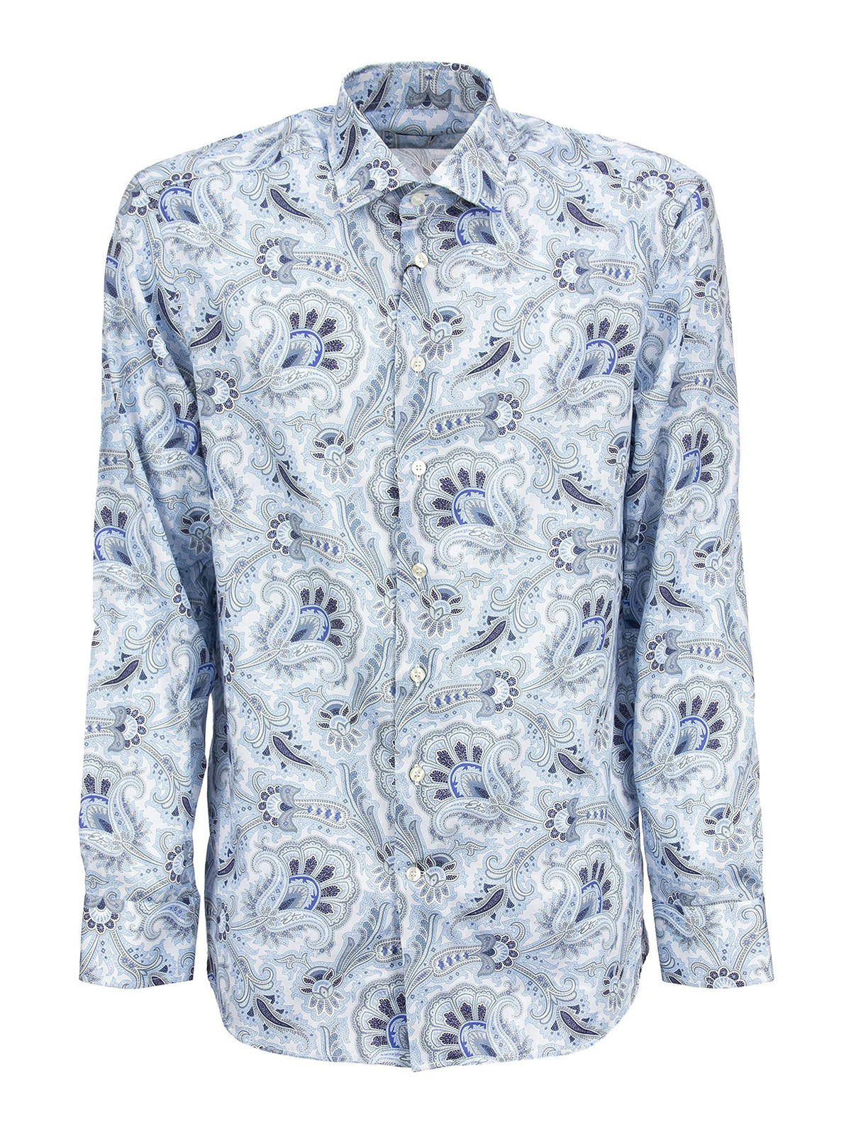 Etro men's shirt in cotton with paisley pattern Blue