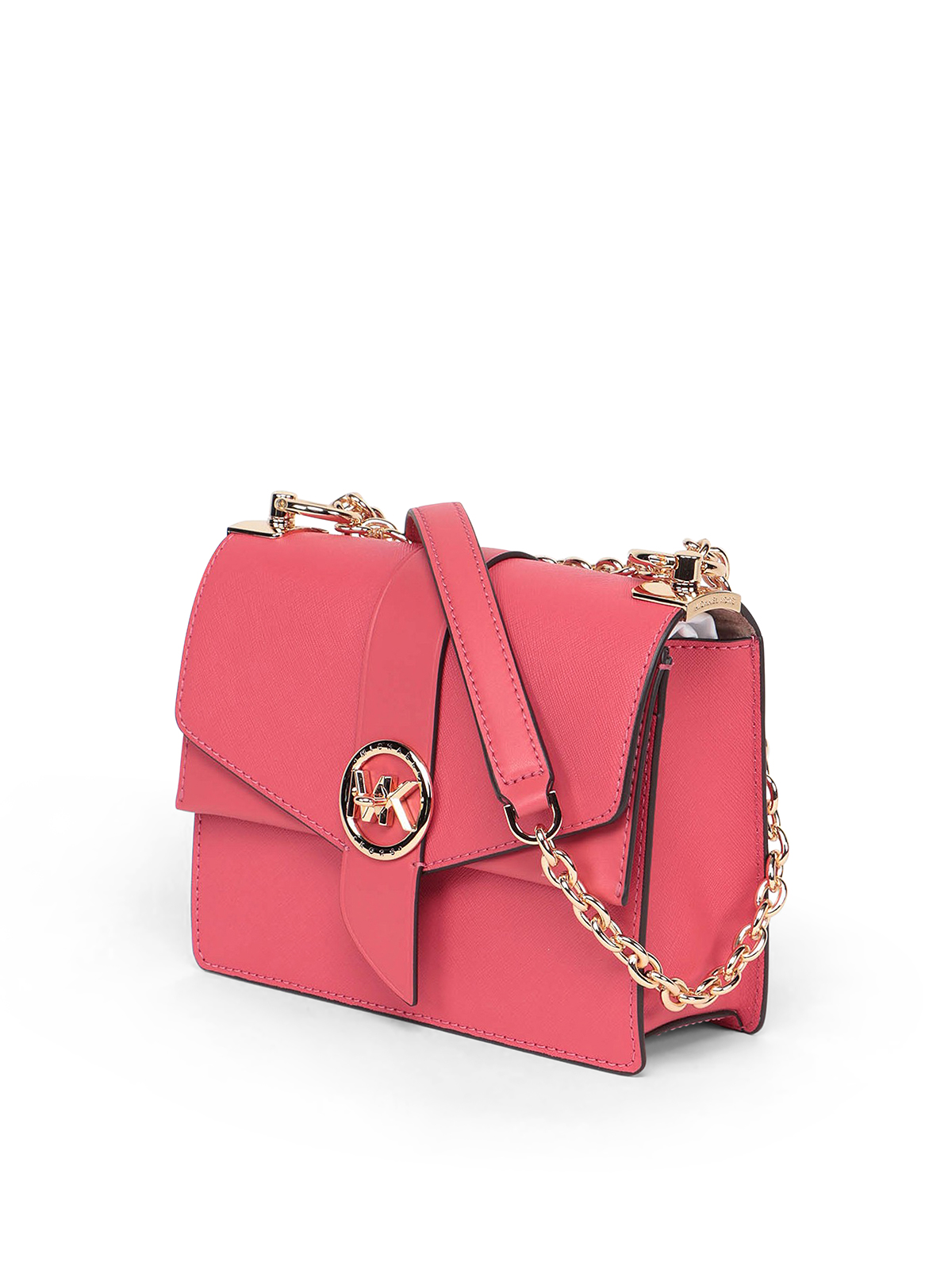 Michael Kors Red Ladies Greenwich Small Logo and Leather Crossbody Bag