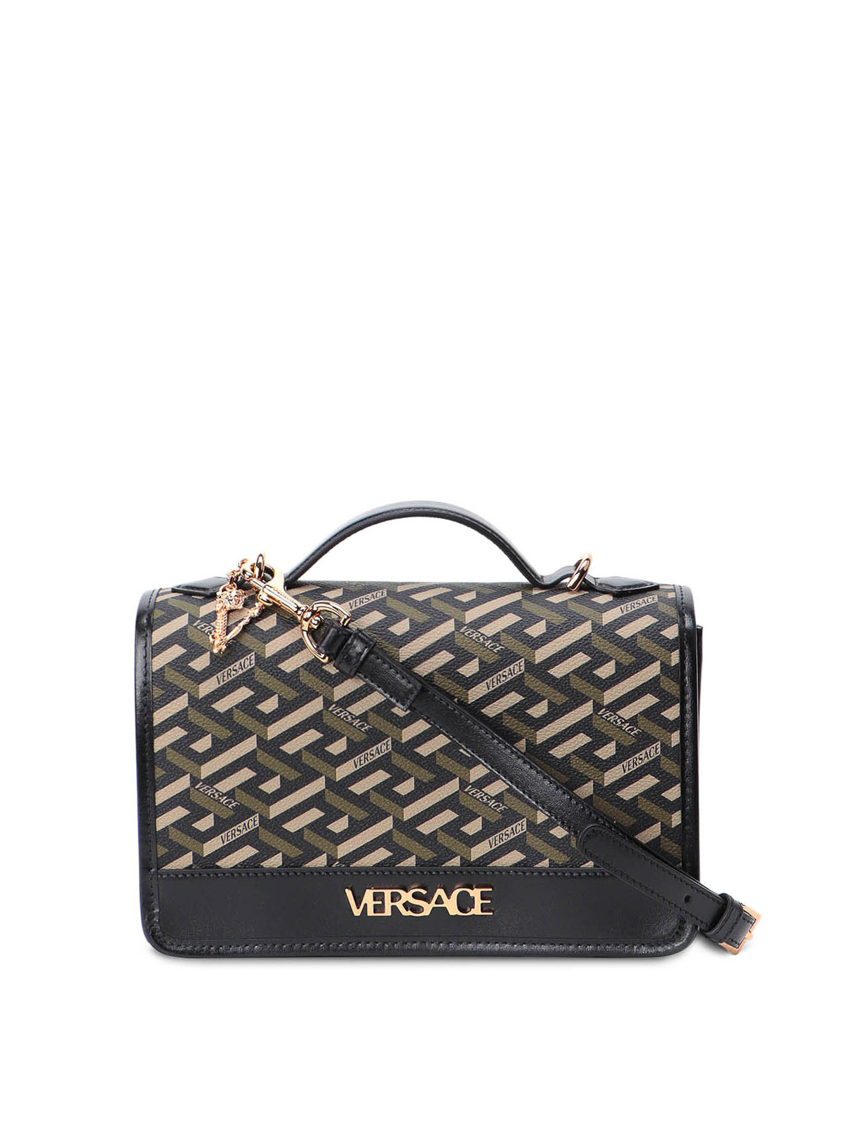 Versace Greek Key Black And White Womens Luxury Bag - Shop