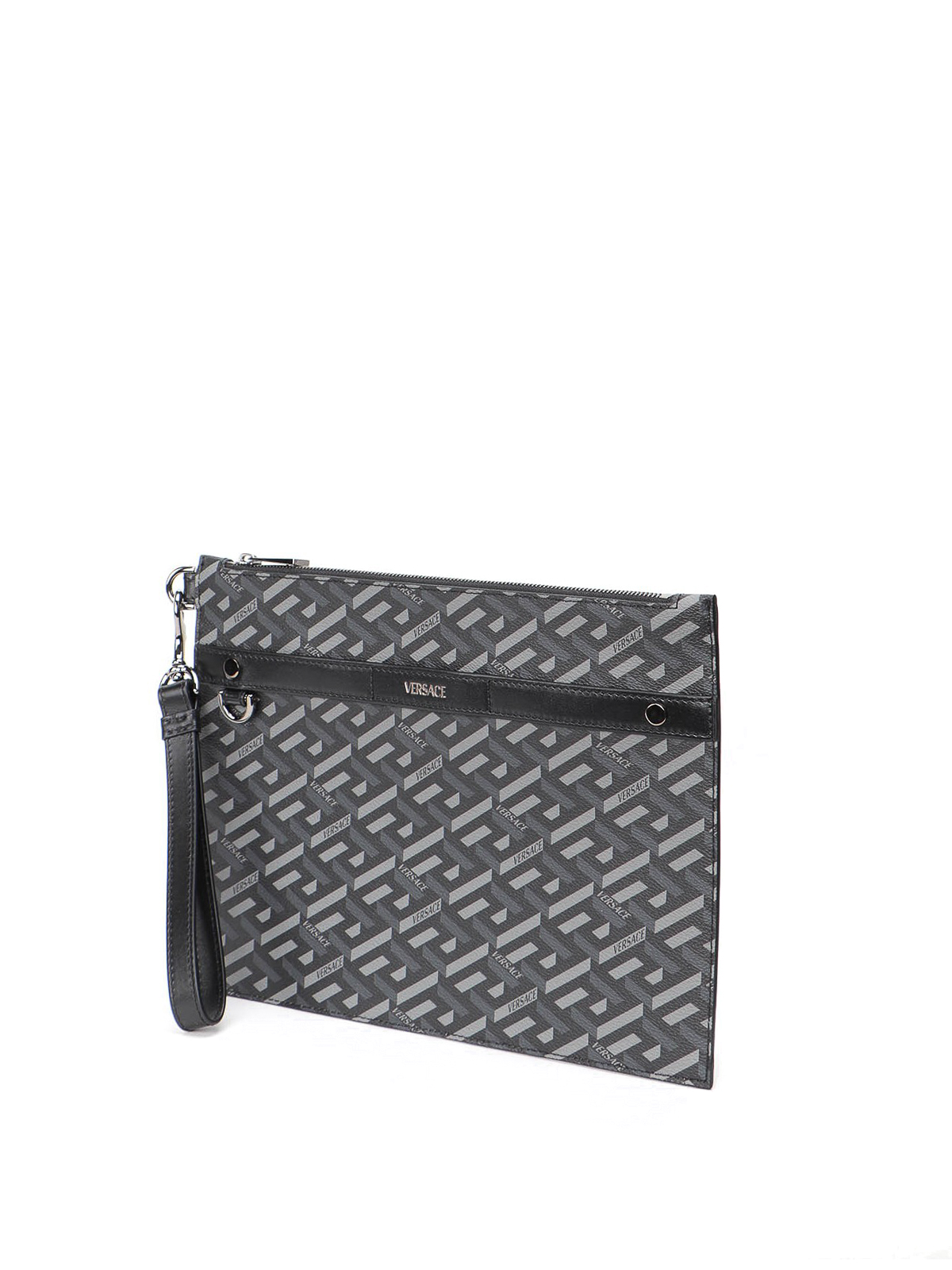 VERSACE ベルサーチ ボディバッグ グレー ブラック La Greca VERSACE ベルサーチ ボディバッグ グレー ブラック La Greca