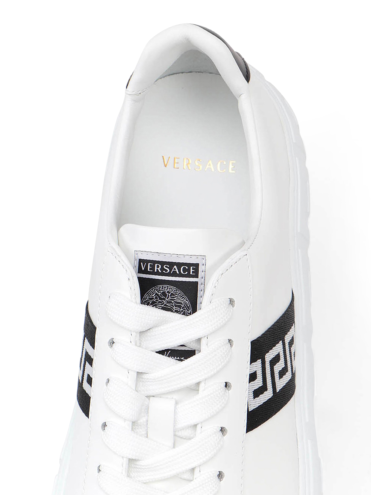 Shop Versace Greca Sneakers In Blanco