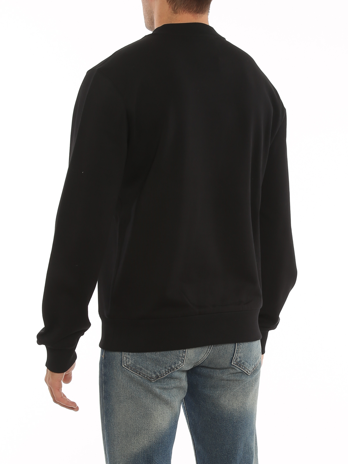 Dolce & Gabbana Cotton Sweatshirt With Frontal Logo In Negro