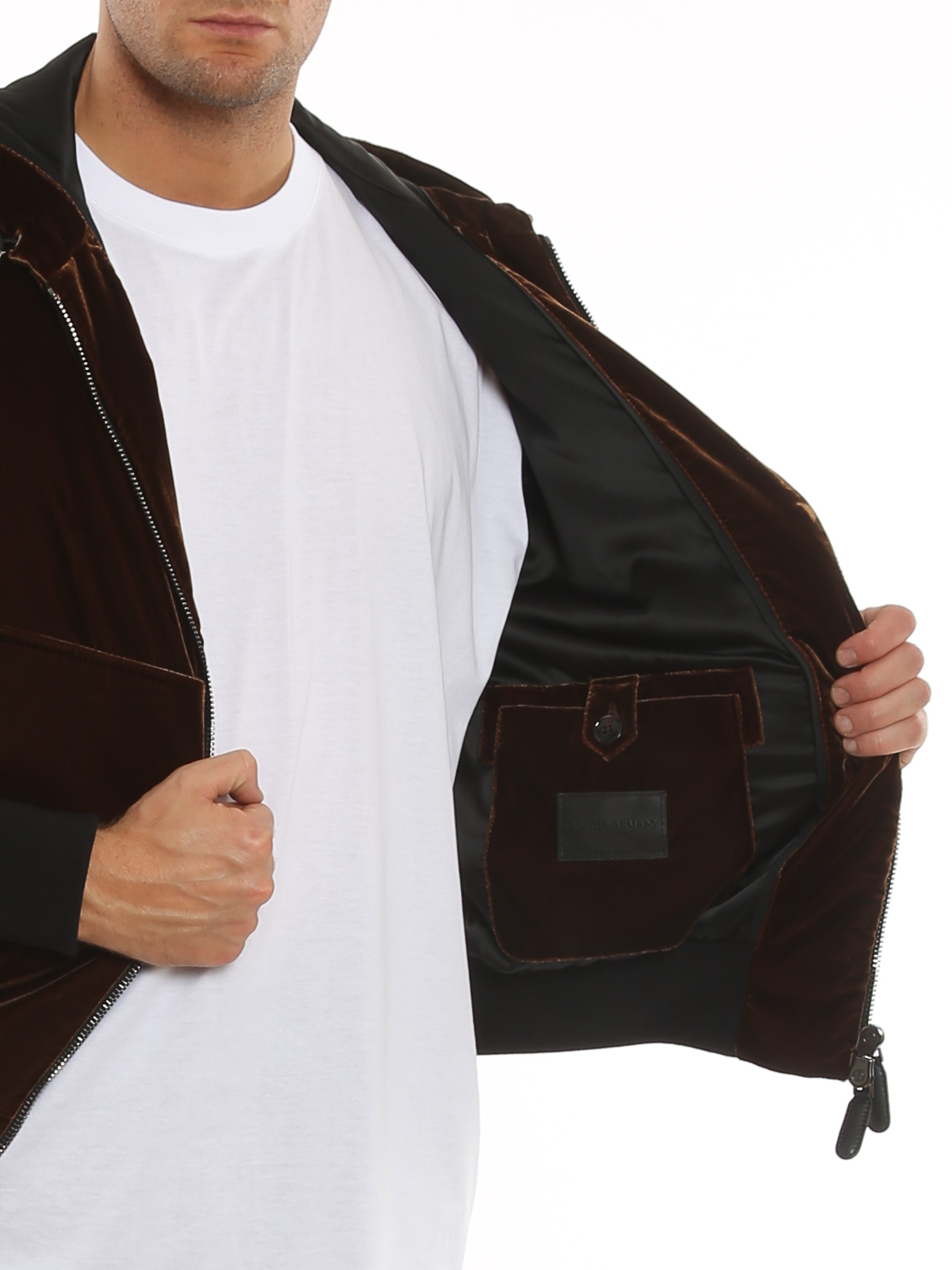 Giorgio Armani ブラウンベルベットジャケット Giorgio Armani Velvet bomber jacket - Brown | 1WGOB05YT0025U66C