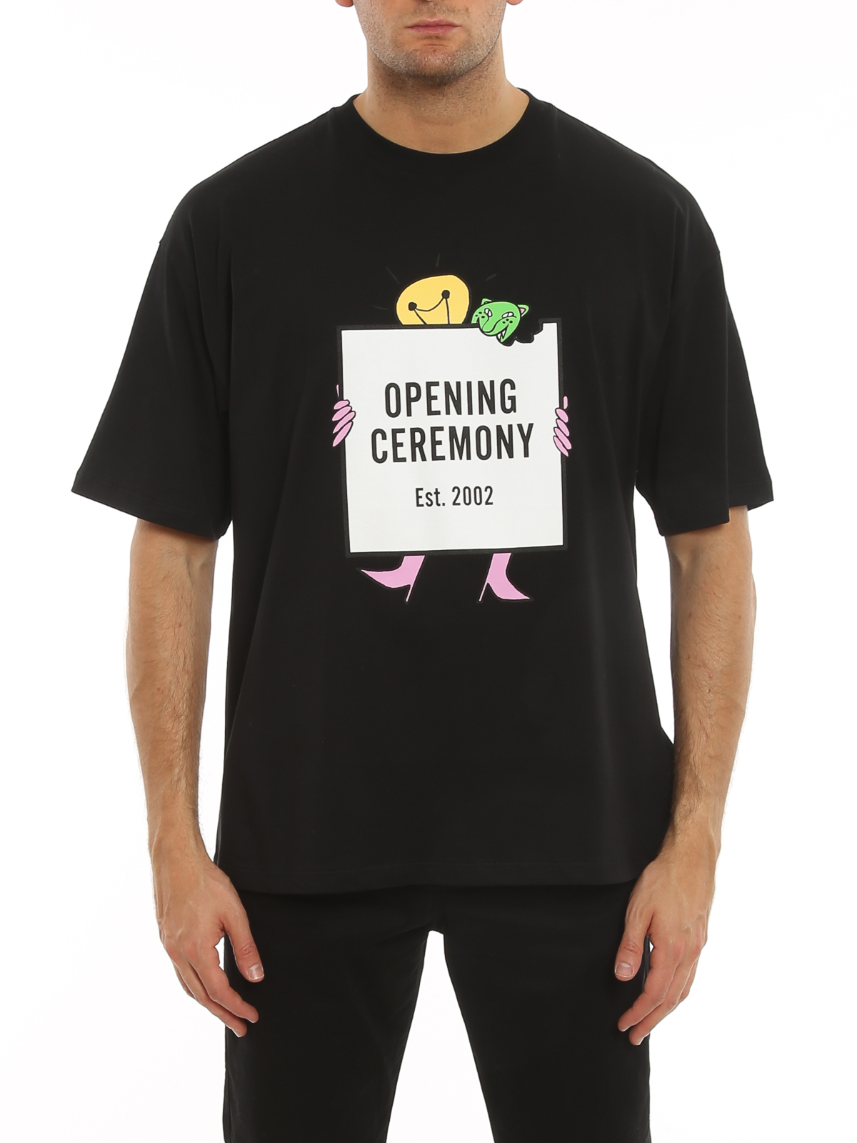 Shop Opening Ceremony Printed Cotton Jersey T-shirt In Black
