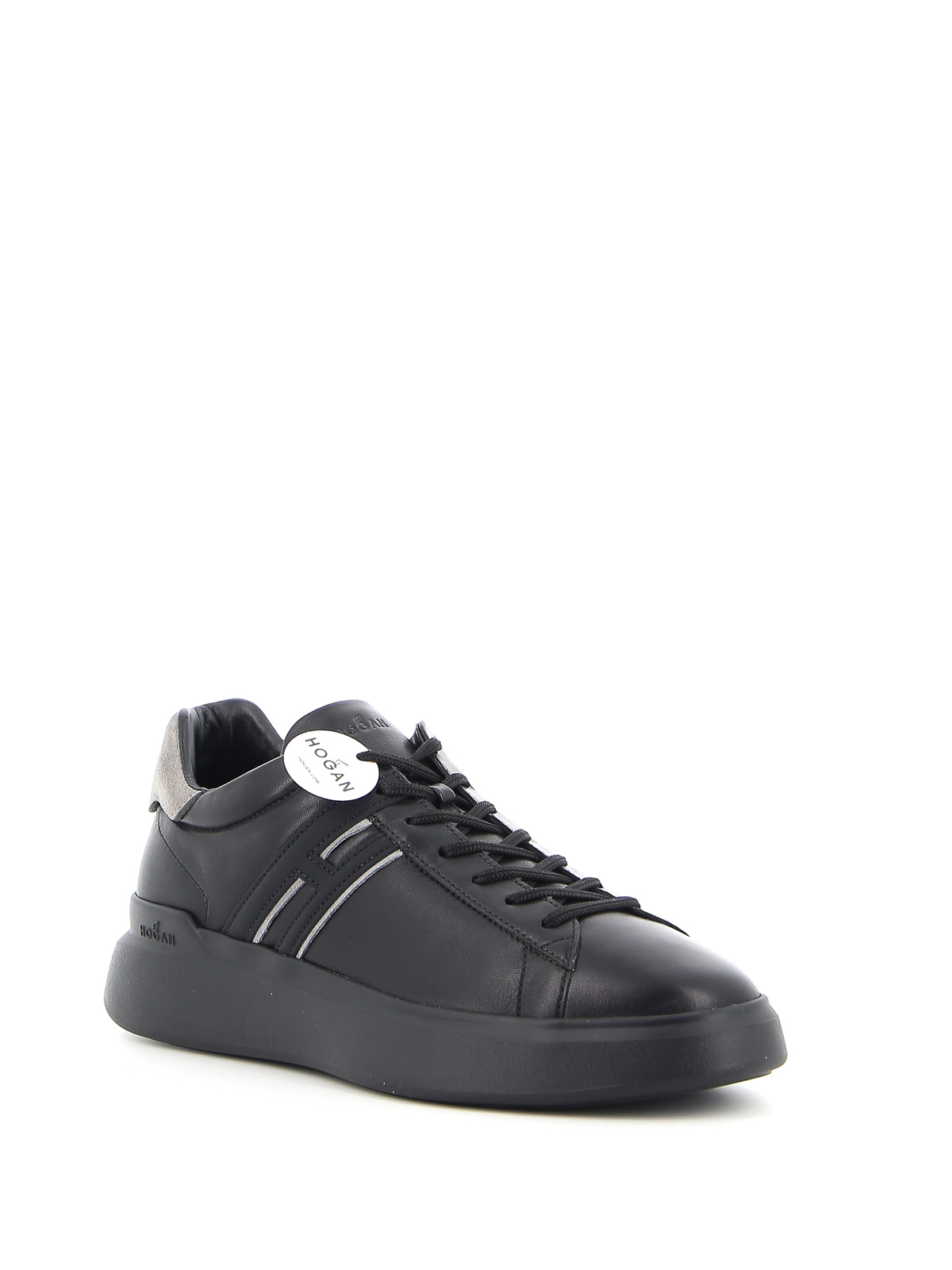 Shop Hogan H580 Leather Sneakers In Black