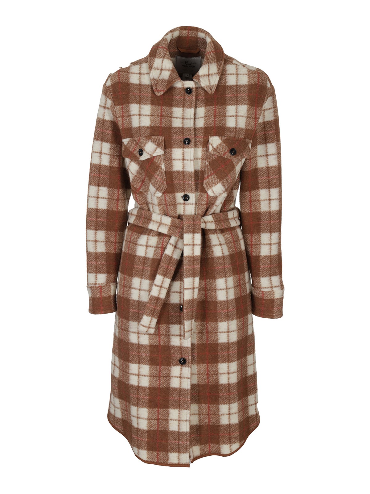 Woolrich Checked Coat In Brown