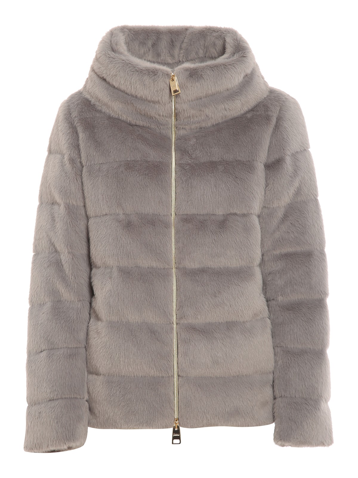 Herno Faux Fur Padded Jacket In Grey