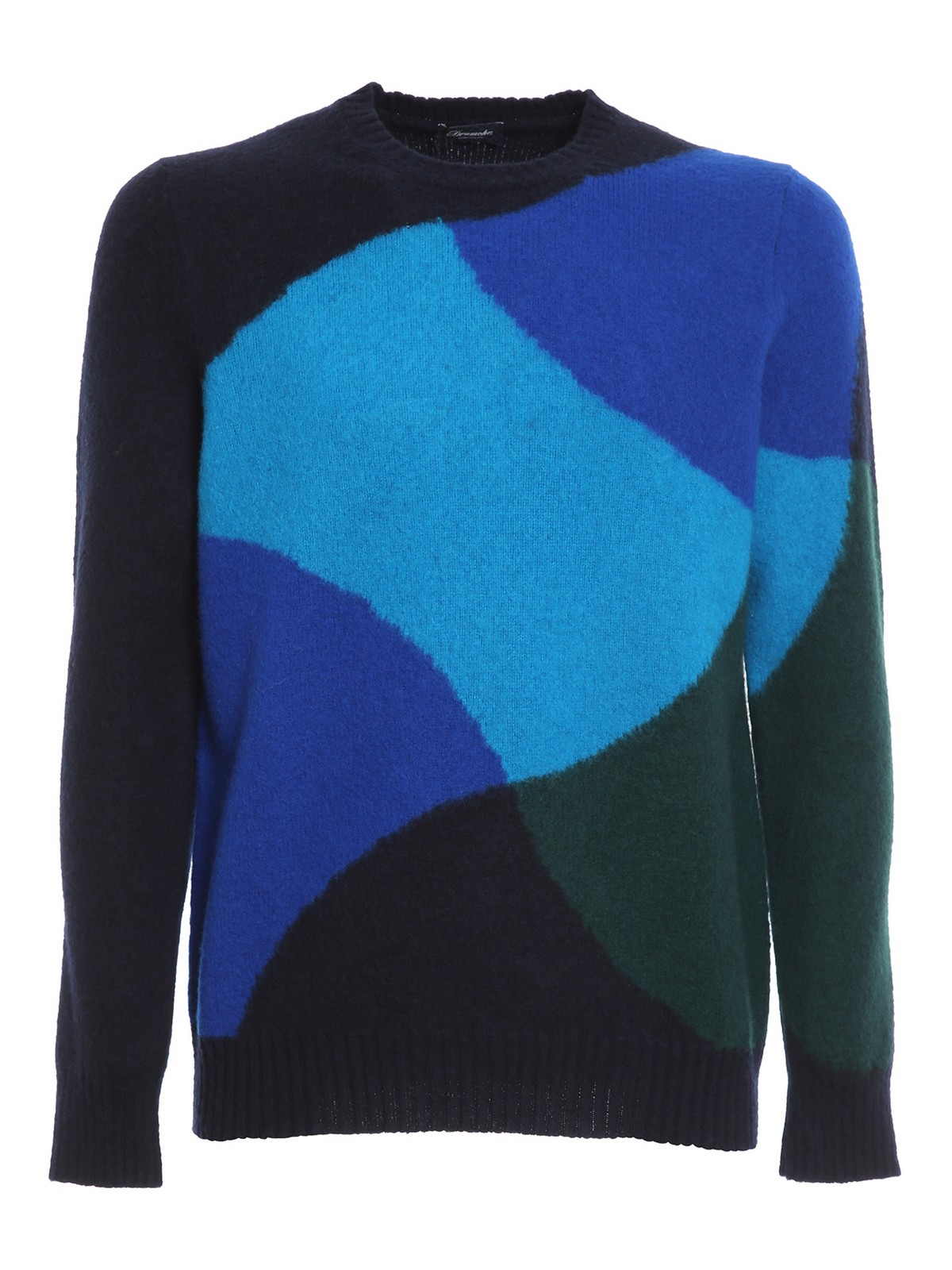 Drumohr Color Block Combed Wool Sweater In Blue