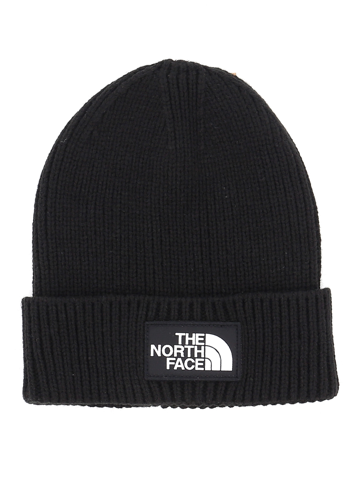 Shop The North Face Logo Patch Ribbed Beanie In Negro