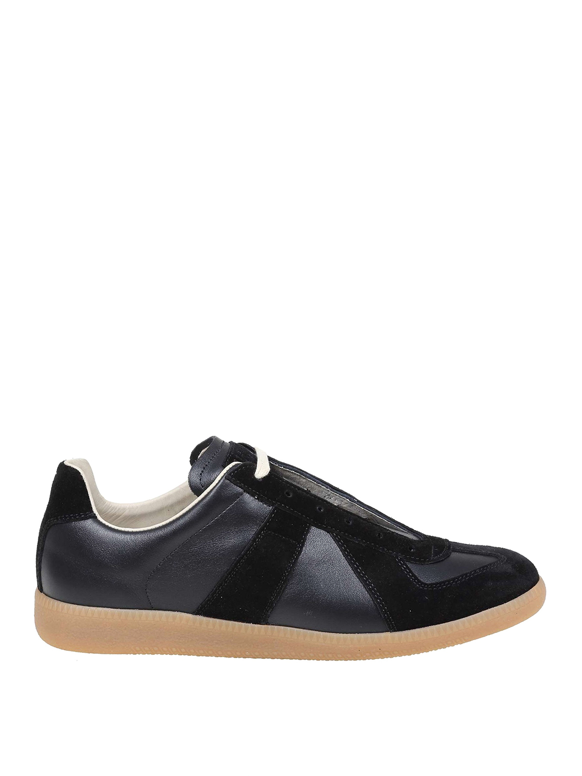 Maison Margiela Suede And Leather Sneakers In Negro
