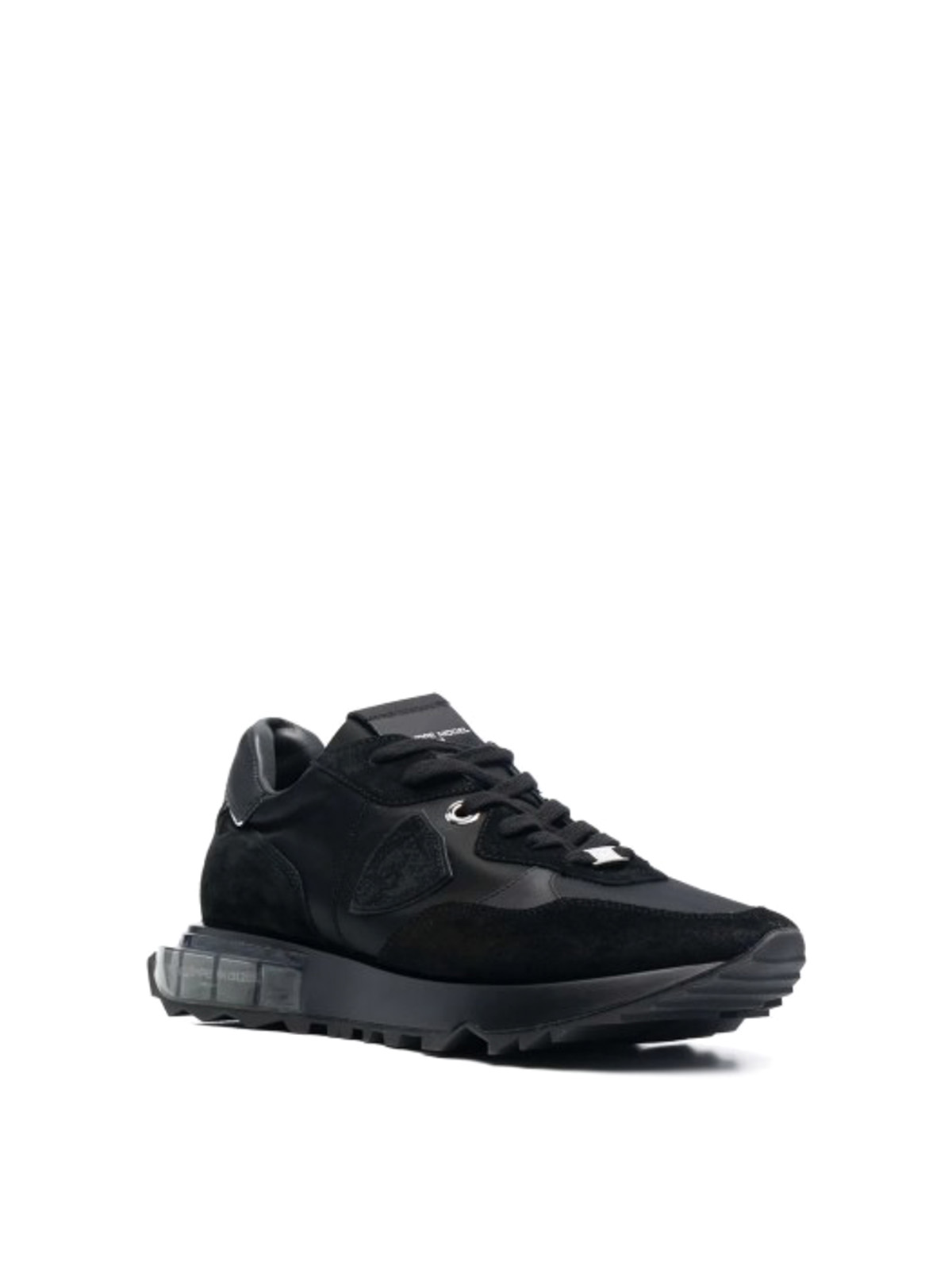 ★Philippe Model(Men)★La Rue★Tech Reseau/Blanc Noir Prsx: Man's White/Black Sneakers | Philippe Model Paris