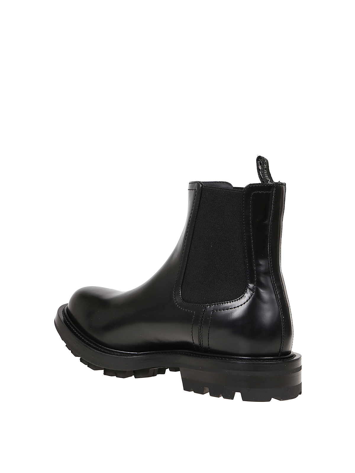 Shop Alexander Mcqueen Brushed Leather Ankle Boots In Black