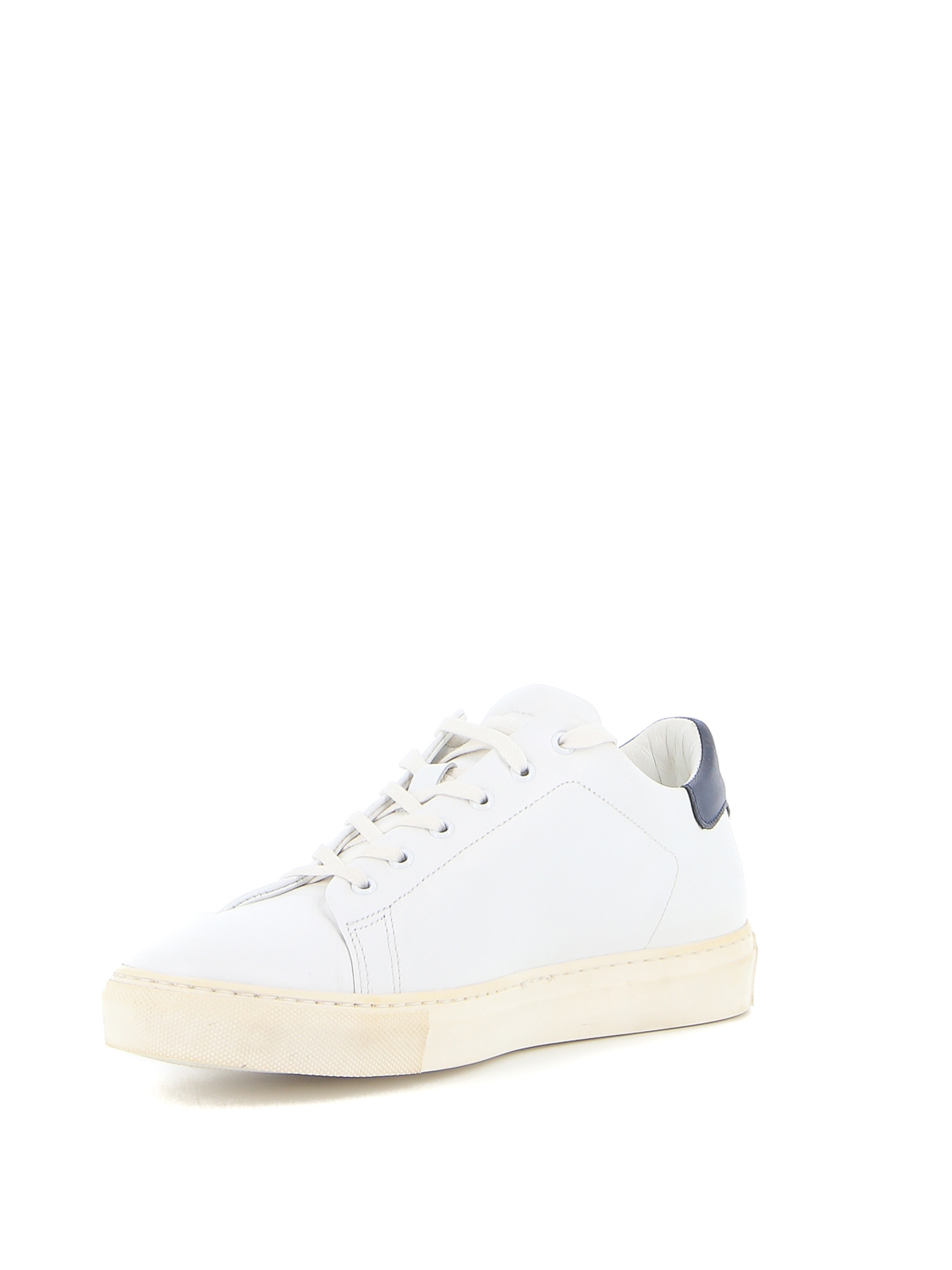 Shop Paul & Shark Perforated Logo Leather Sneakers In Blanco