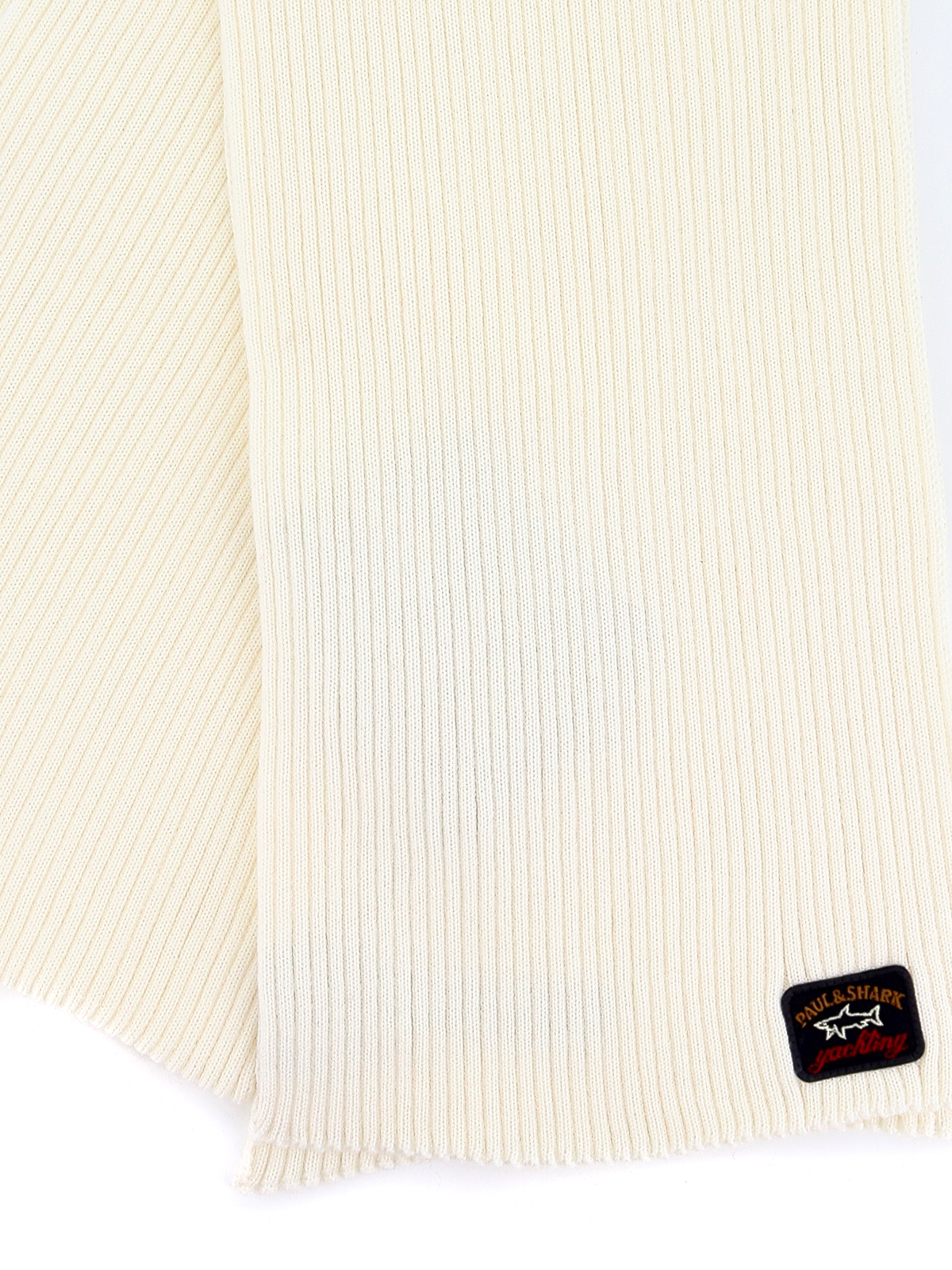 Shop Paul & Shark Rib Knitted Wool Scarf In White