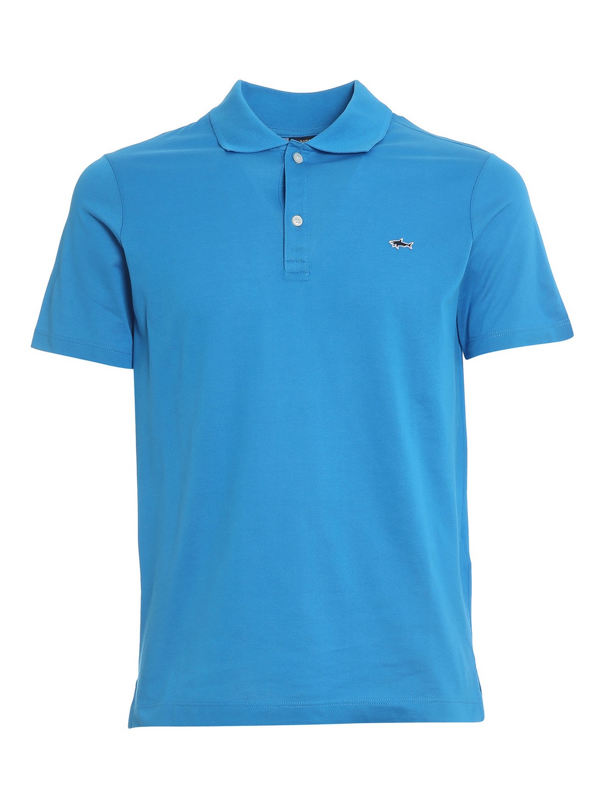 Paul & Shark Pique Polo Shirt With Logo Patch In Light Blue