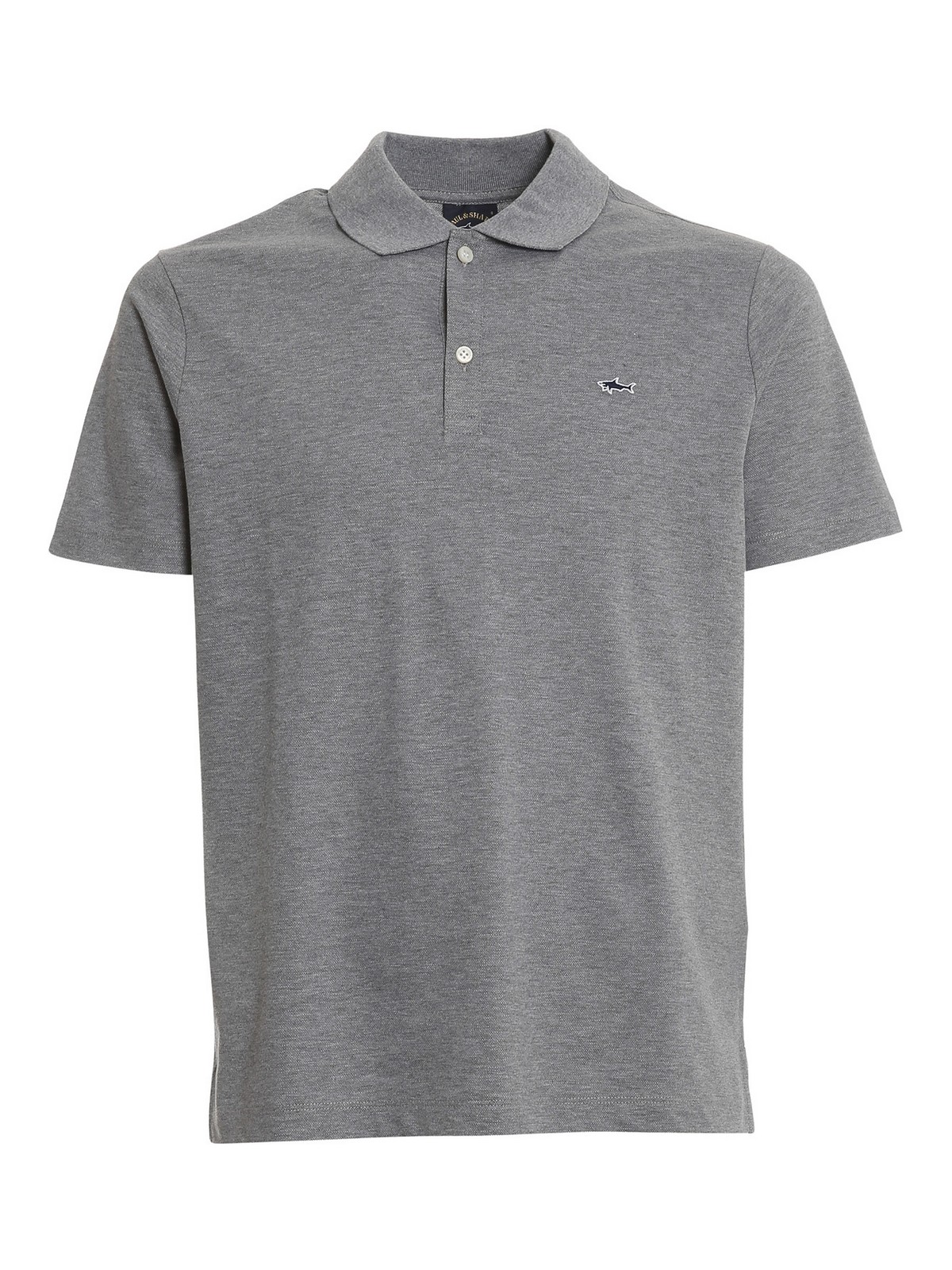 Paul & Shark Pique Polo Shirt With Logo Patch In Grey