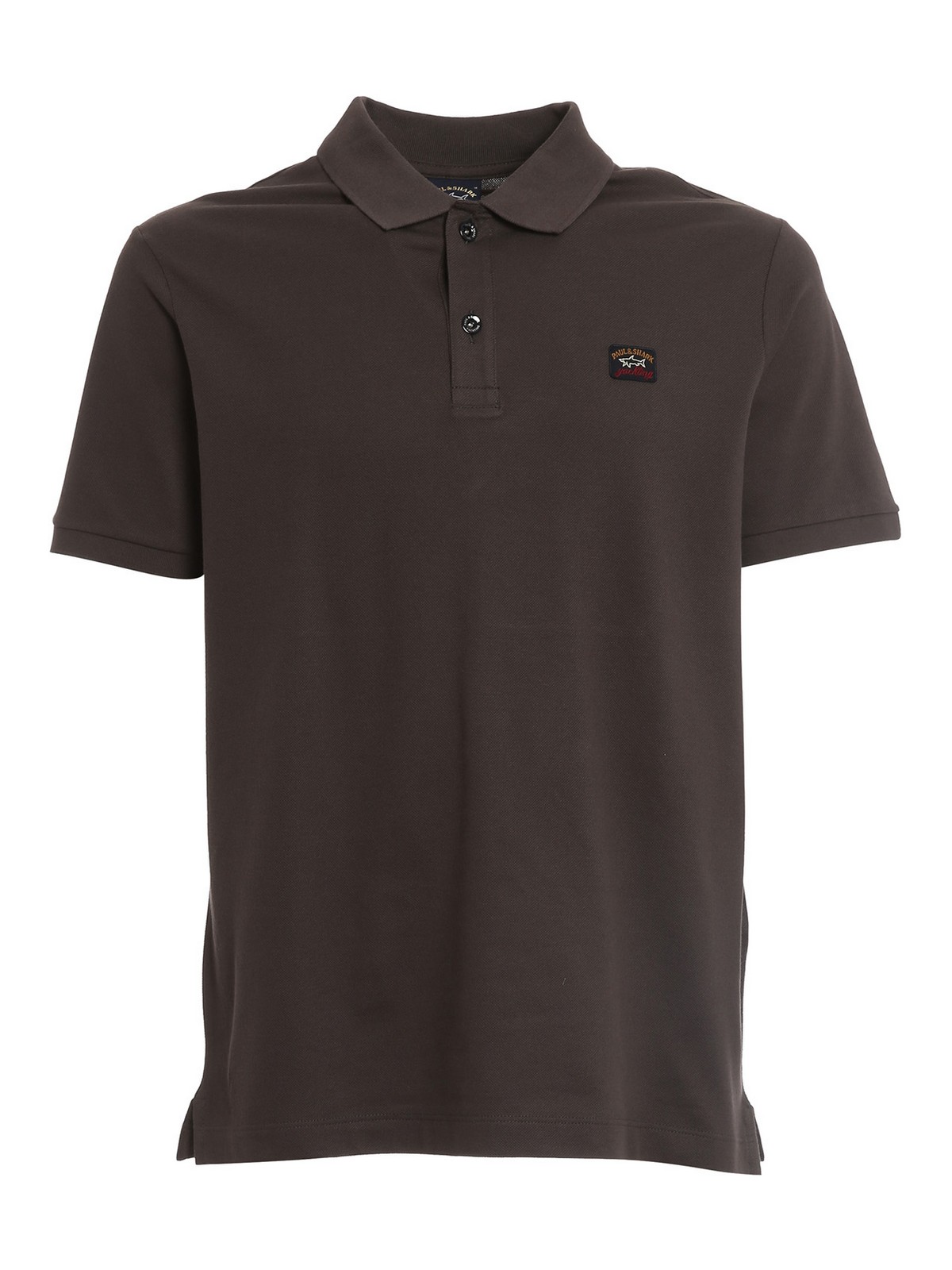 Paul & Shark Pique Polo Shirt With Logo Patch In Brown