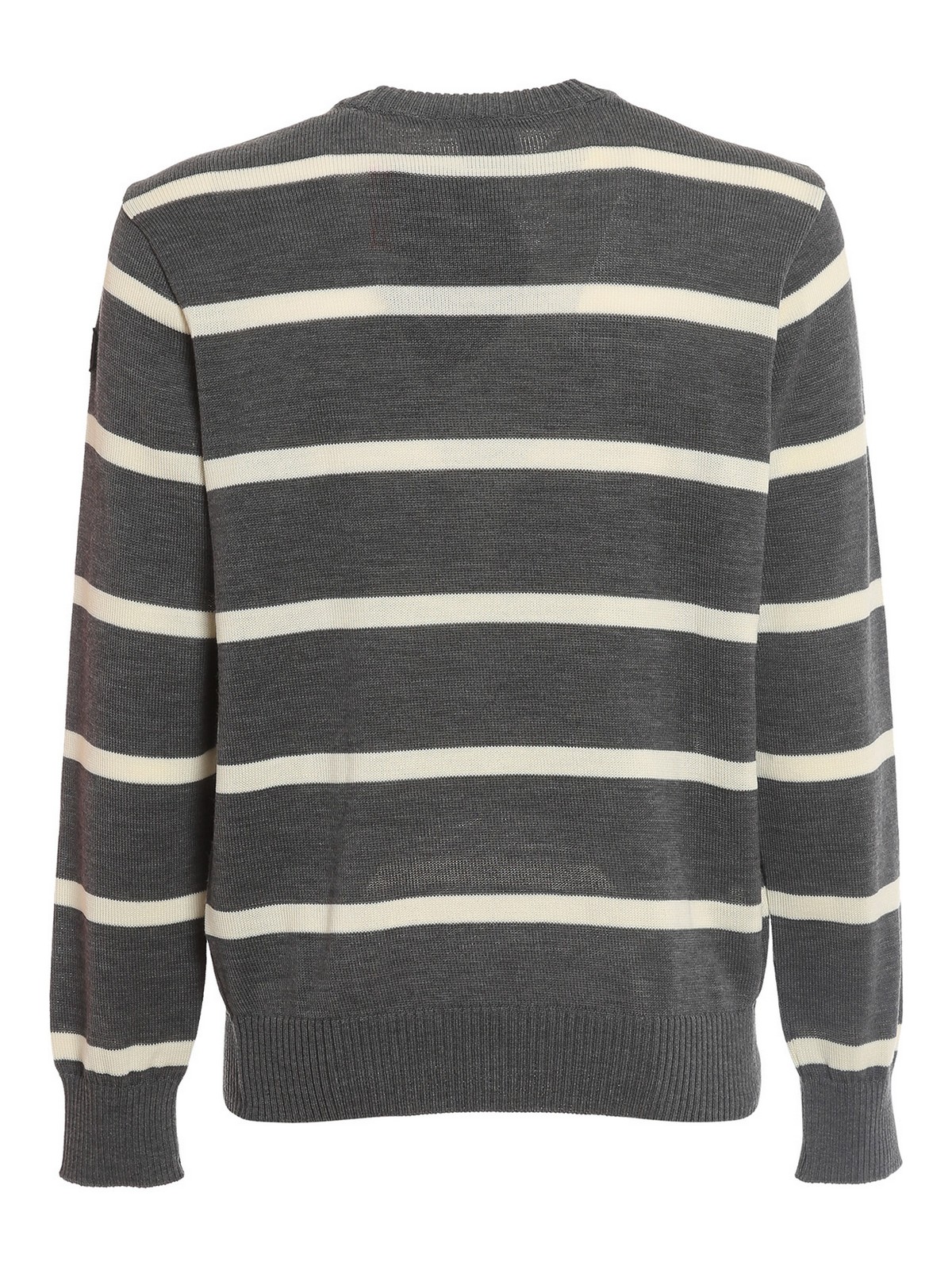 Shop Paul & Shark Striped Wool Sweater In Gris