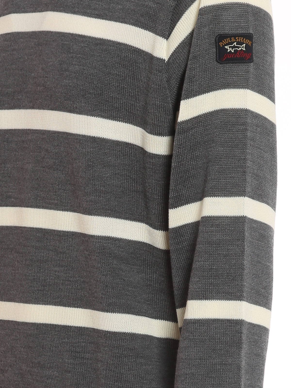 Shop Paul & Shark Striped Wool Sweater In Gris