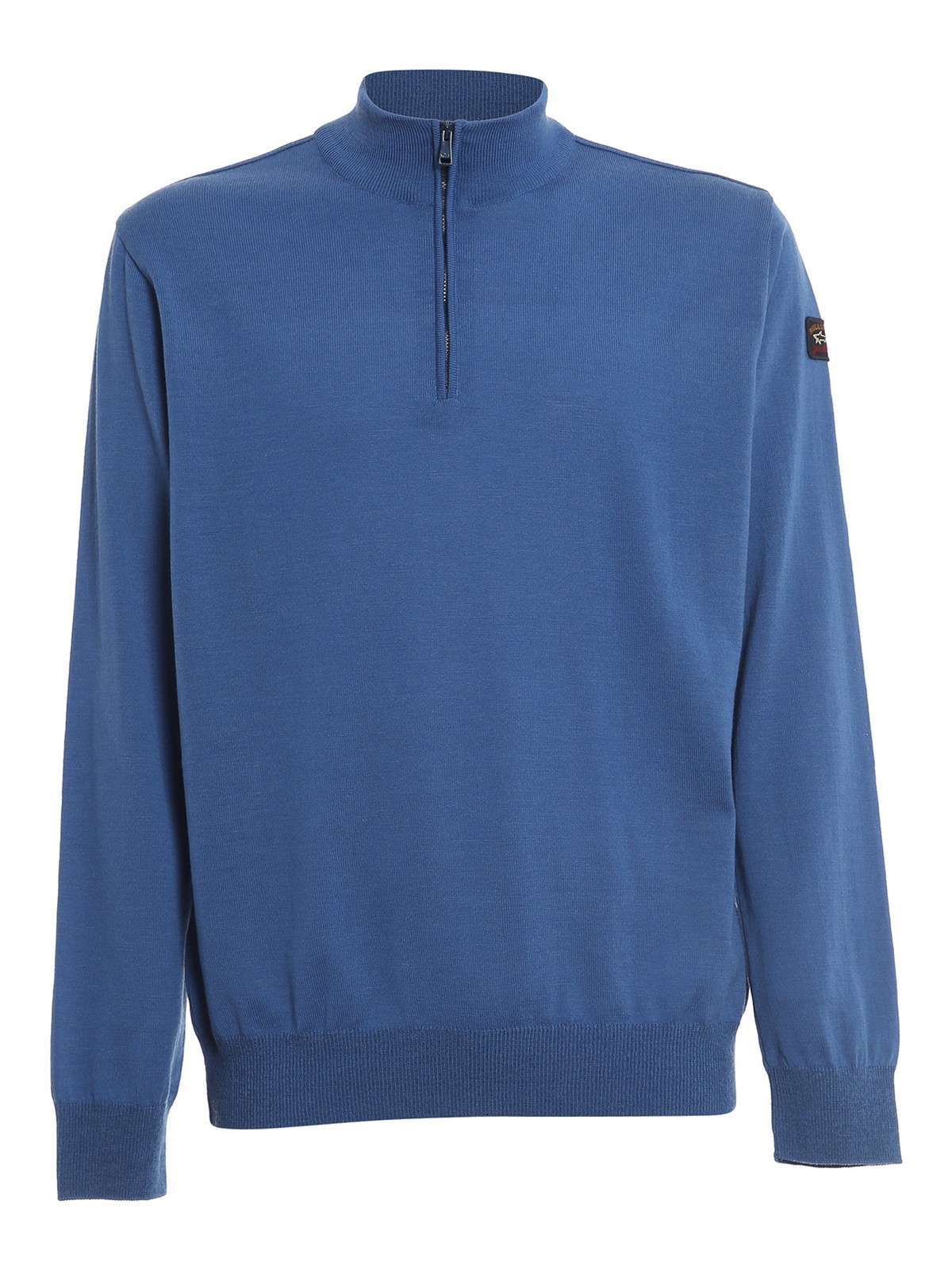 Paul & Shark Zip Collar Wool Sweater In Azul Claro