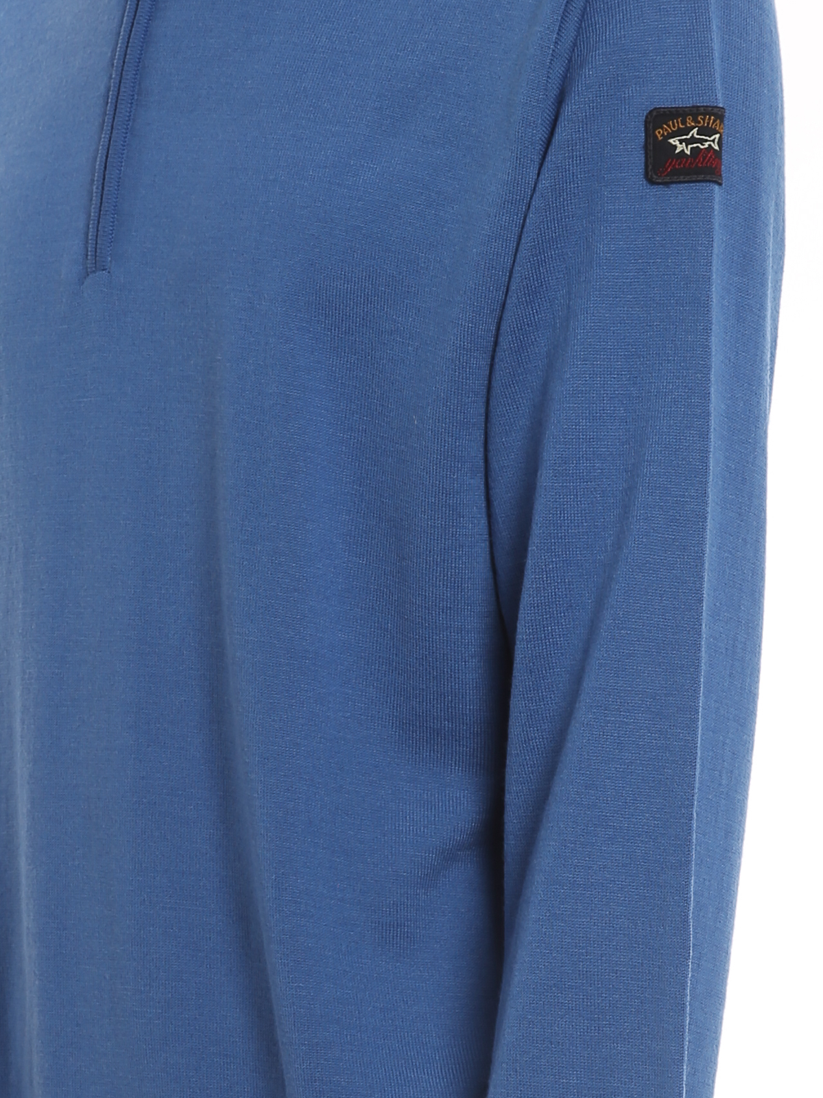 Shop Paul & Shark Zip Collar Wool Sweater In Azul Claro