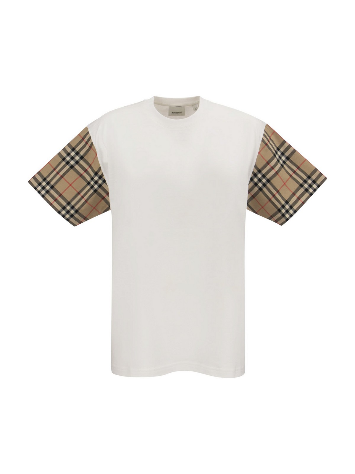 T-shirts Burberry - Oversized cotton T-shirt with check sleeves 