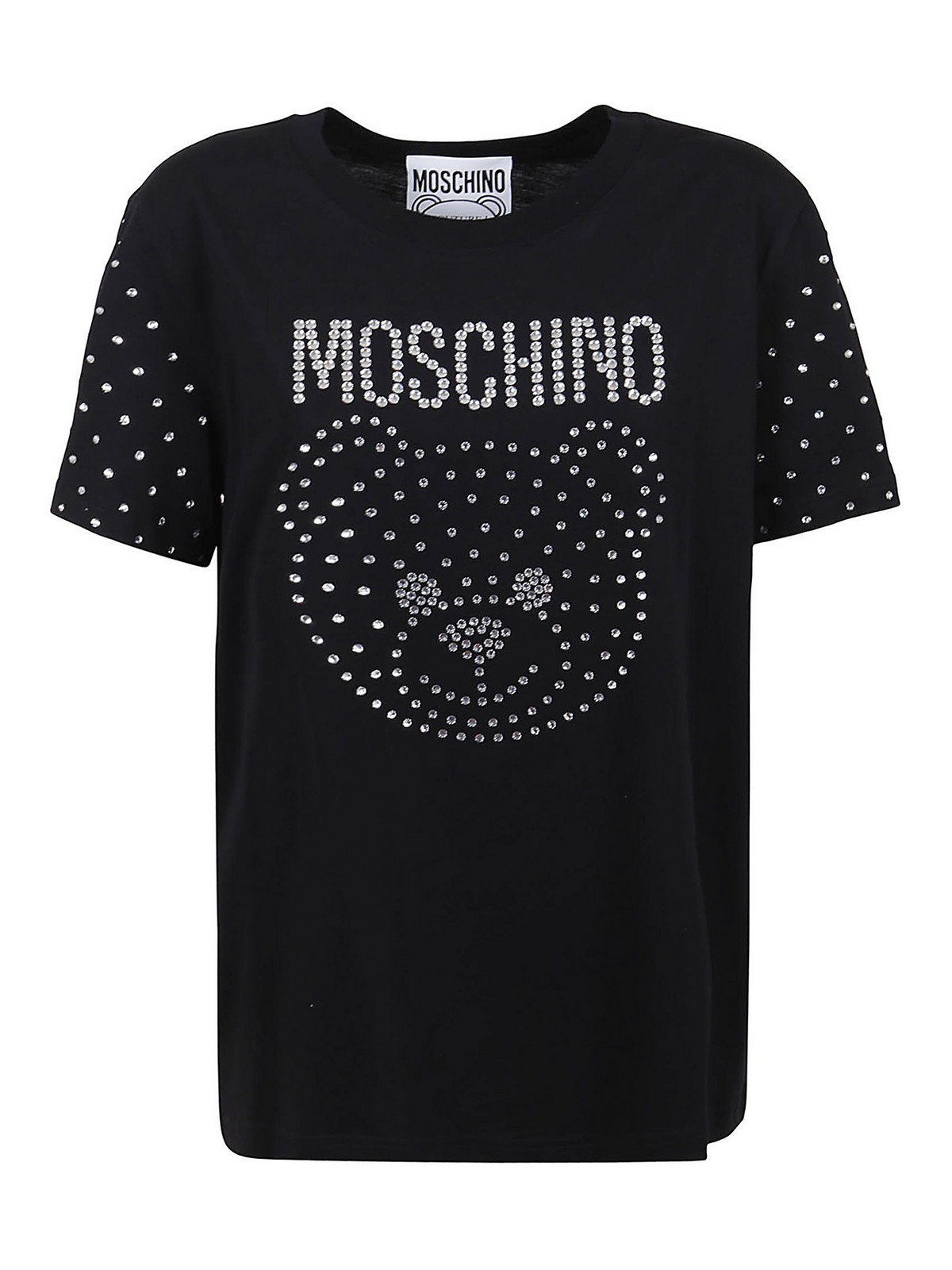 Moschino Crystal Teddy Bear T-shirt In Negro
