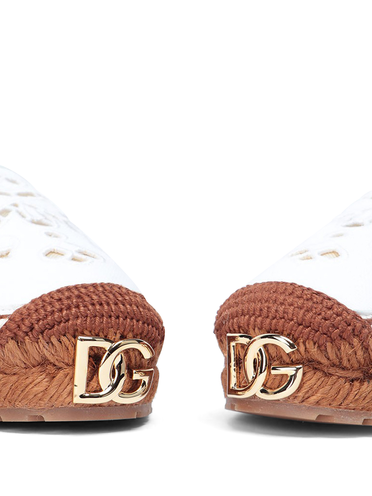 サンダル・ミュール Dolce & Gabbana Embroidery espadrilles Canvas espadrilles with coat of arms embroidery in Beige for