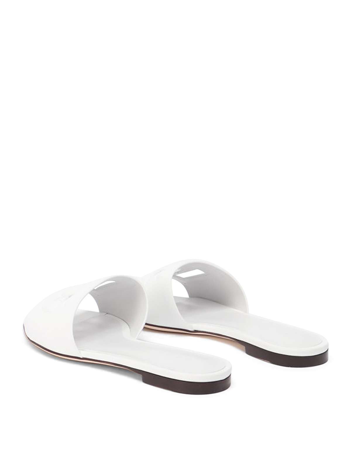 Shop Dolce & Gabbana Embossed Logo Sandals In Blanco