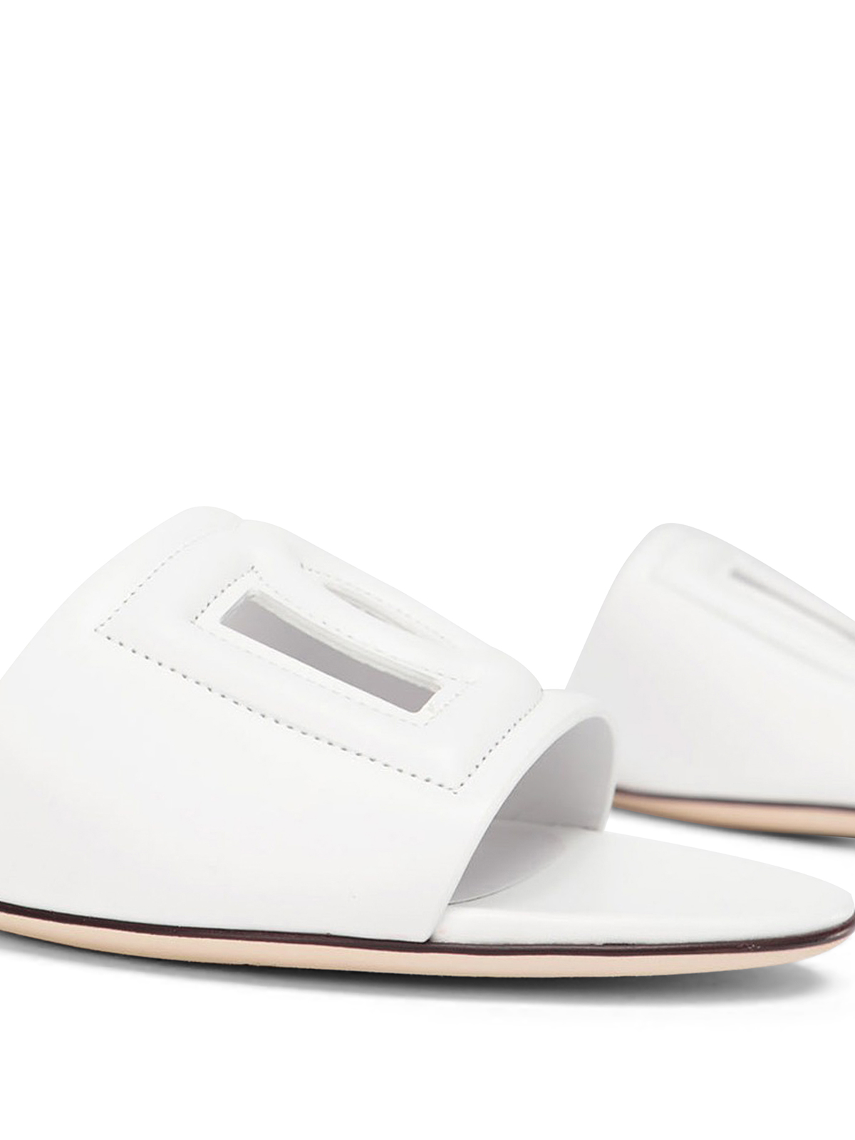 Shop Dolce & Gabbana Embossed Logo Sandals In Blanco