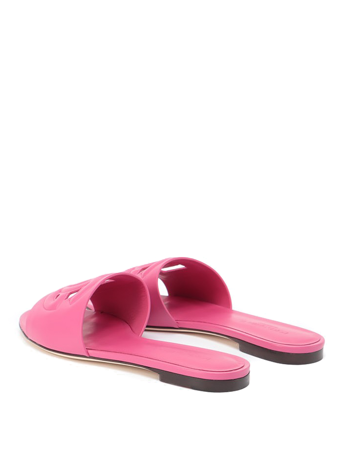 Shop Dolce & Gabbana Embossed Logo Sandals In Fucsia