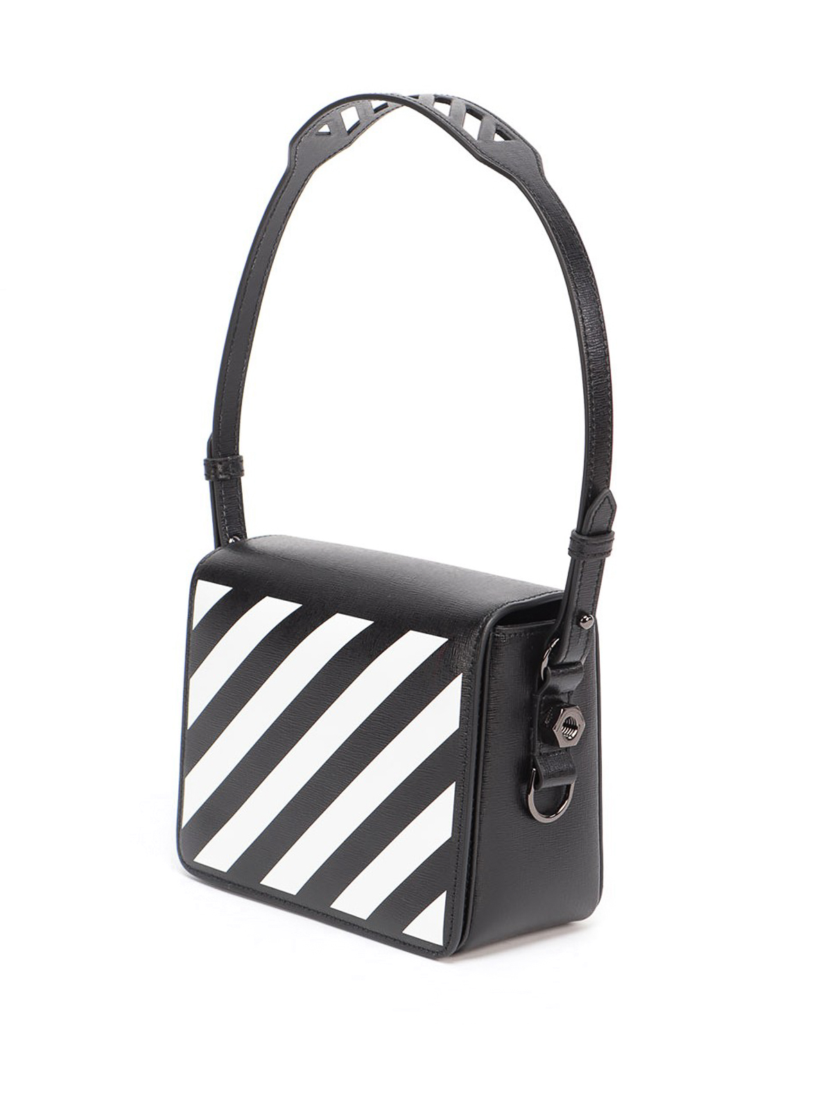 Off White Diagonal Square Binder Clip Bag Small