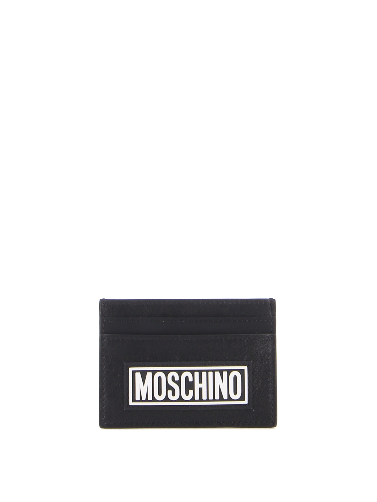 Moschino Bicolour Logo Card Holder In Black
