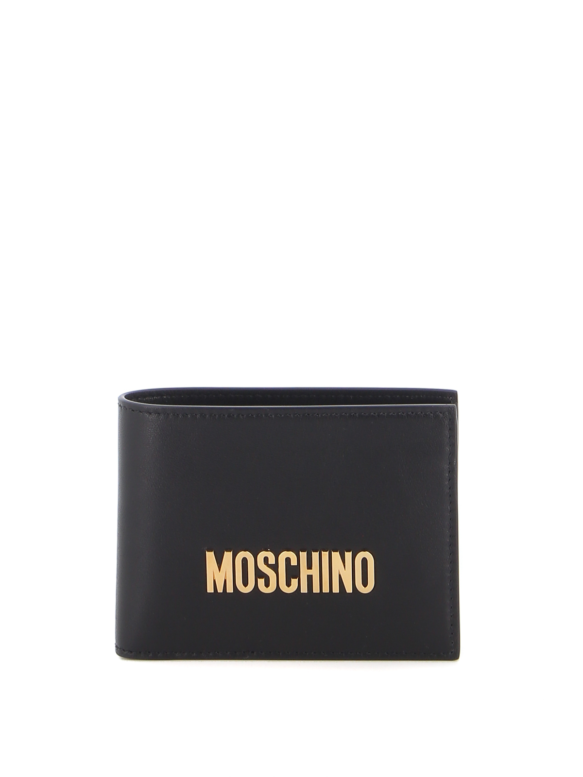 Moschino Metal Logo Wallet In Black
