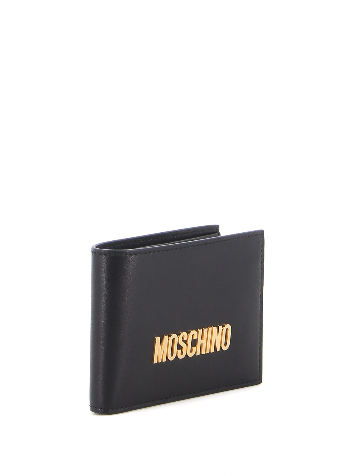 Shop Moschino Metal Logo Wallet In Black