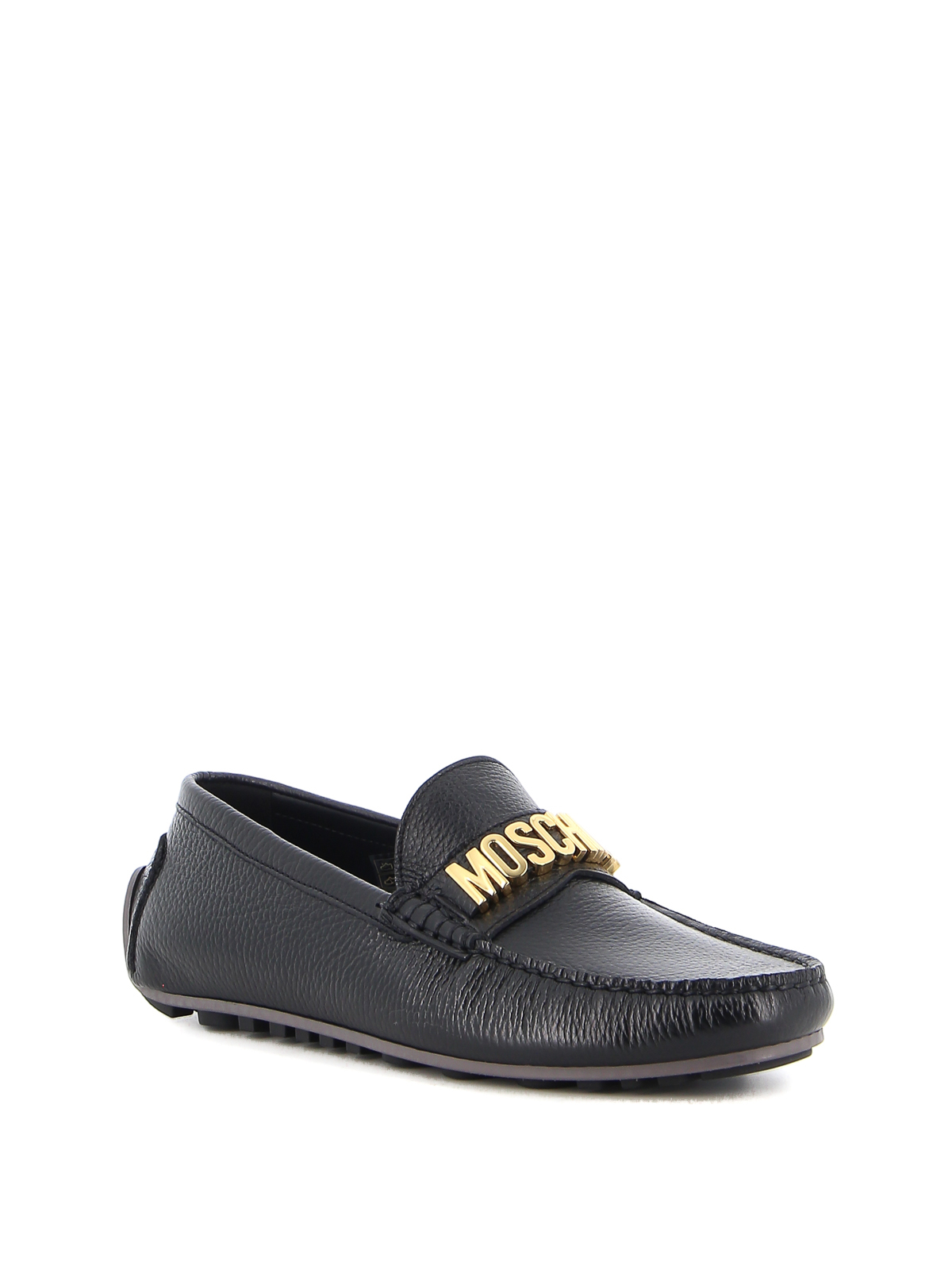 Moschino Gold-tone logo loafers - Black - Men|MB10020G1EGC0000 display picture 3