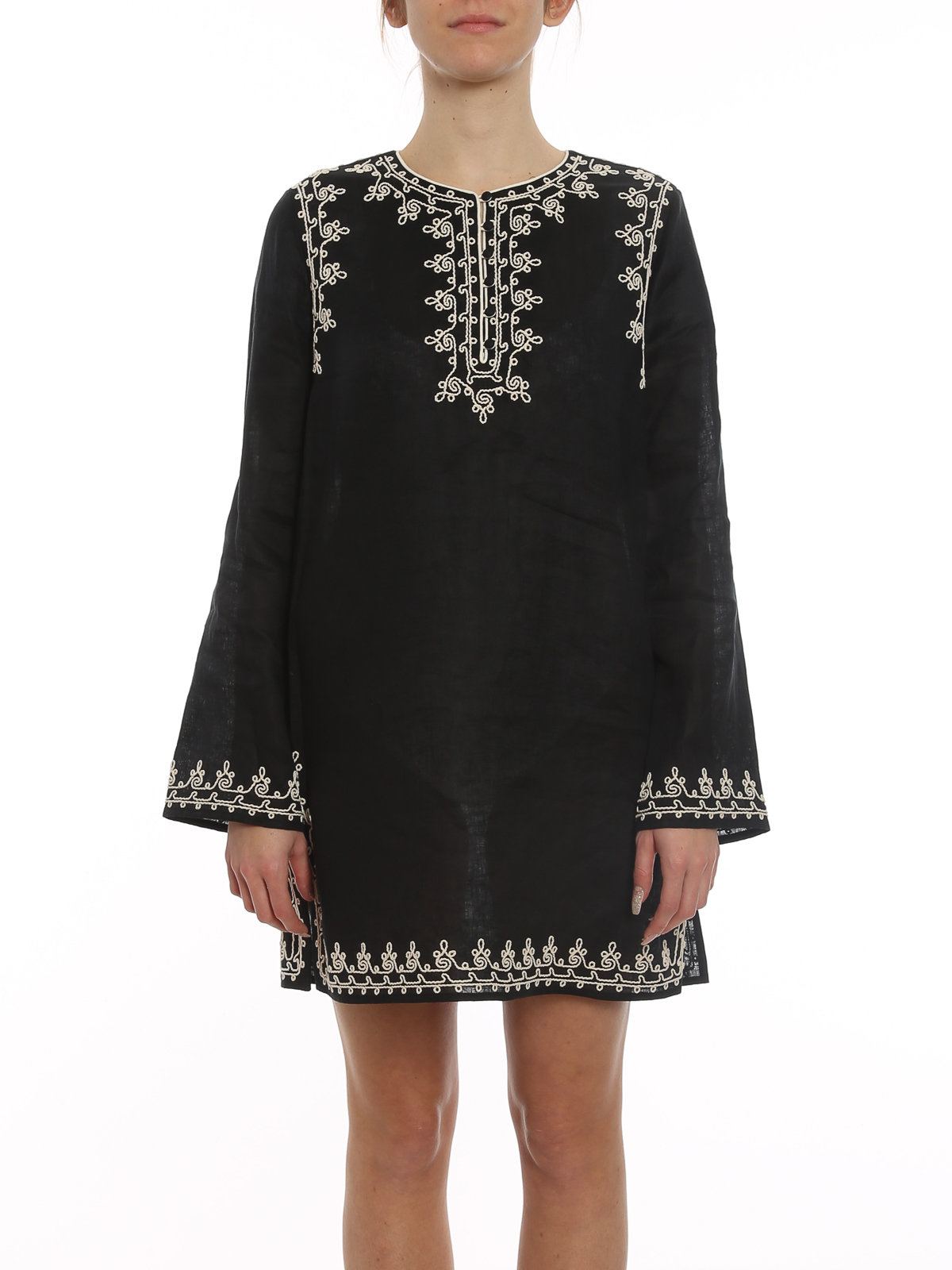 Tory Burch Linen kaftan - Black - Women|87505001 | thebs.com Tory Burch Linen kaftan - Black - Women|87505001 | thebs.com