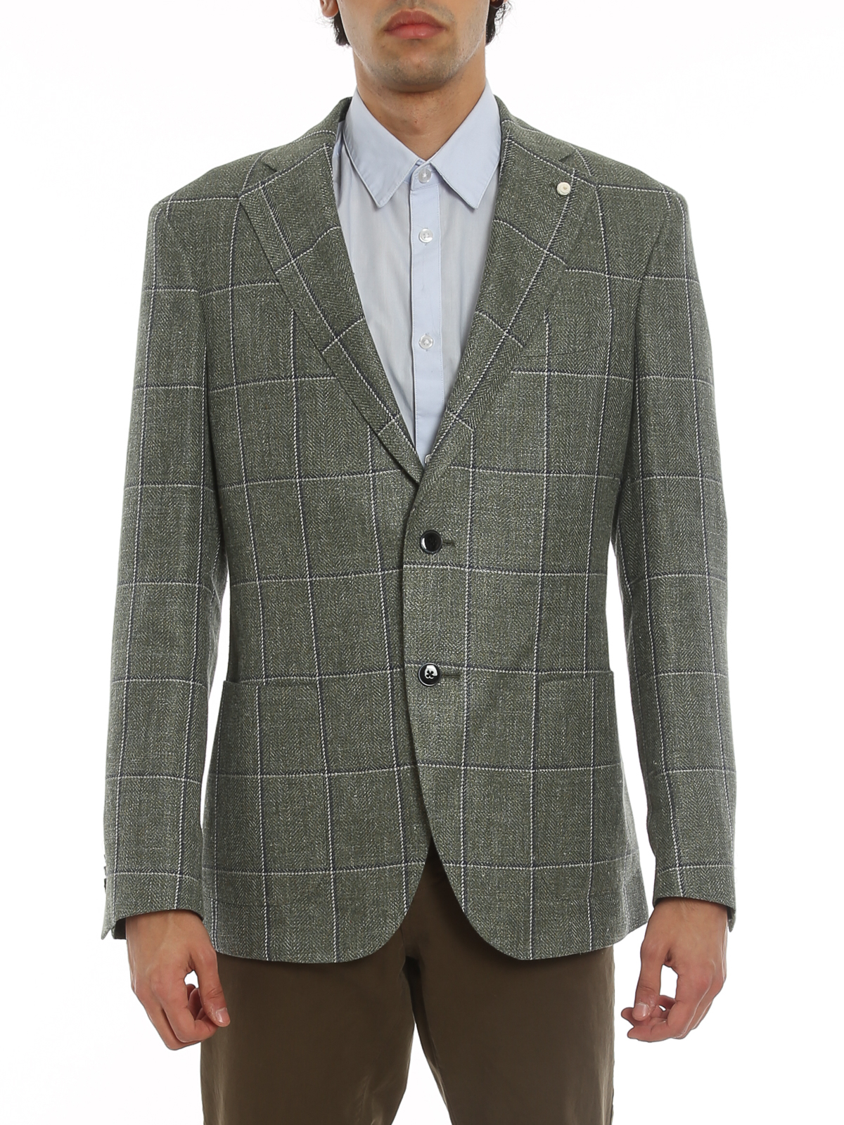 Luigi Bianchi Mantova Checked blazer - Green - Men|22071022401
