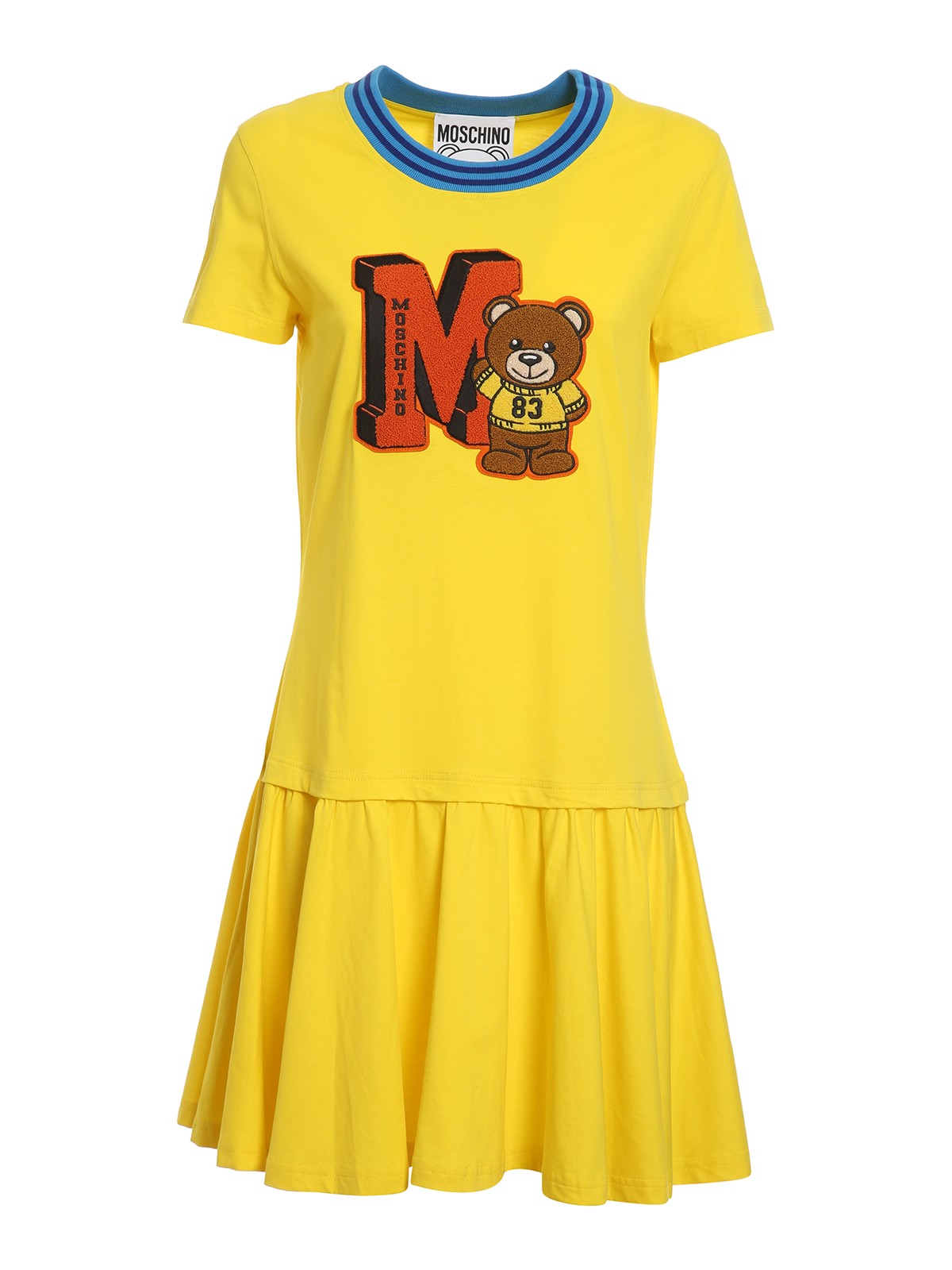 Shop Moschino Varsity Teddy Bear Dress In Amarillo