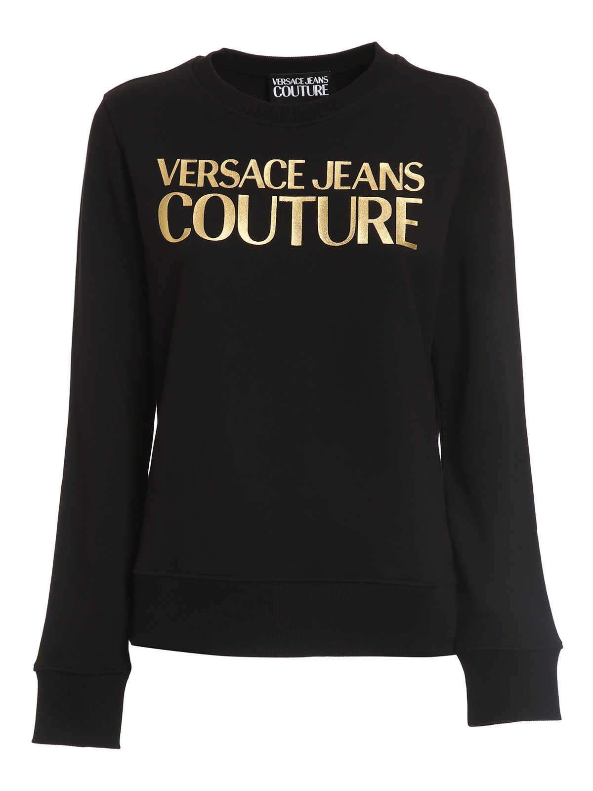 Versace Jeans Couture Laminated Logo Sweatshirt In Black