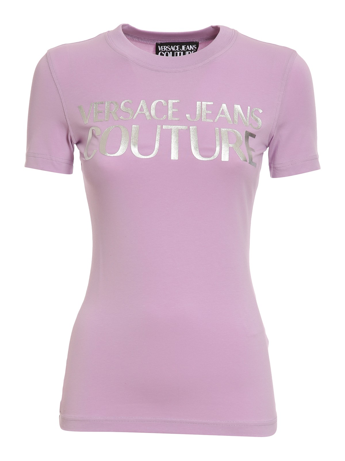 Versace Jeans Couture Laminated Logo T-shirt In Light Purple