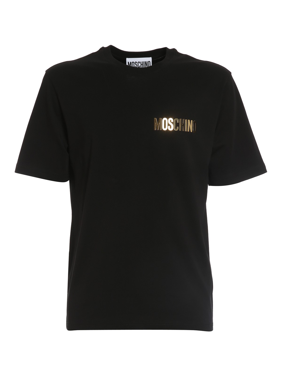 Moschino Gold-tone metal logo T-shirt - Black - Men